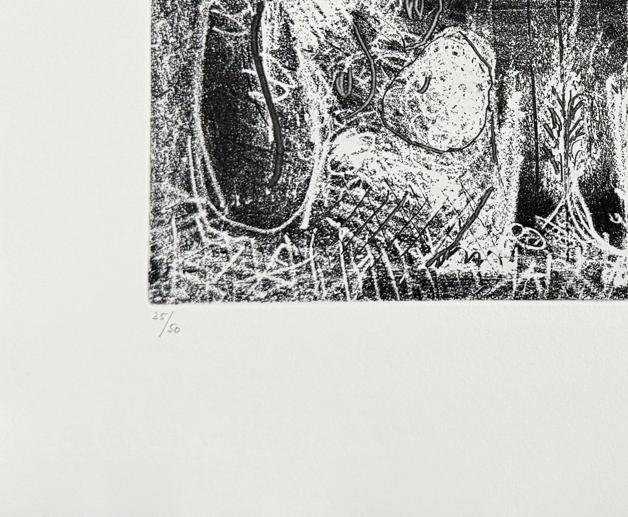 Peintre et modèle au fume-cigarette - Gray Print by Pablo Picasso