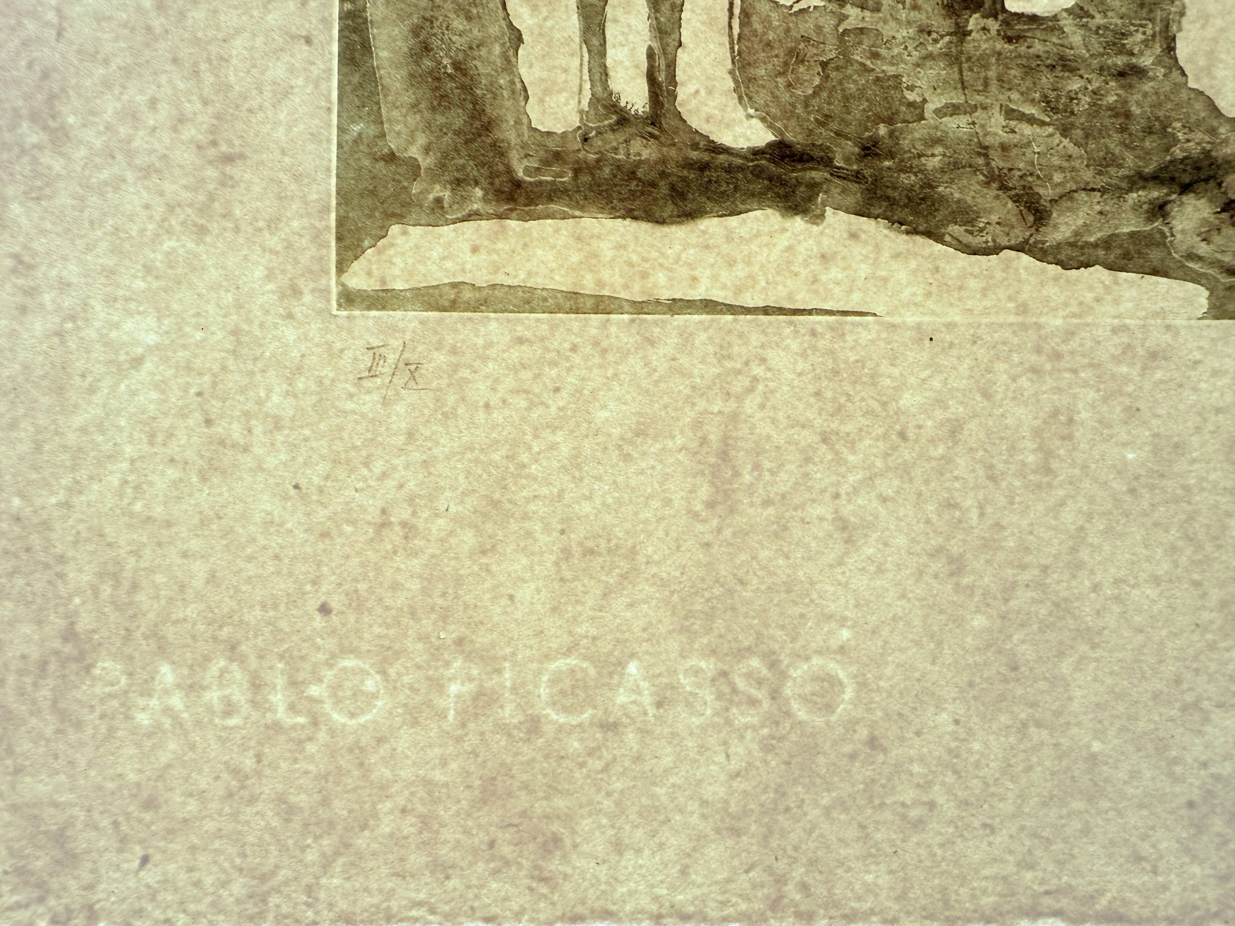 Peintre et modèle aux cheveux longs, from Sable Mouvant - Gray Figurative Print by Pablo Picasso