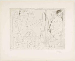 Peintre et Modèle, avec une Spectatrice - Etching by Pablo Picasso - 1963