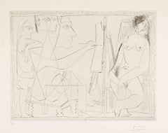 Peintre et Modèle, avec une Spectatrice - Etching by Pablo Picasso - 1963