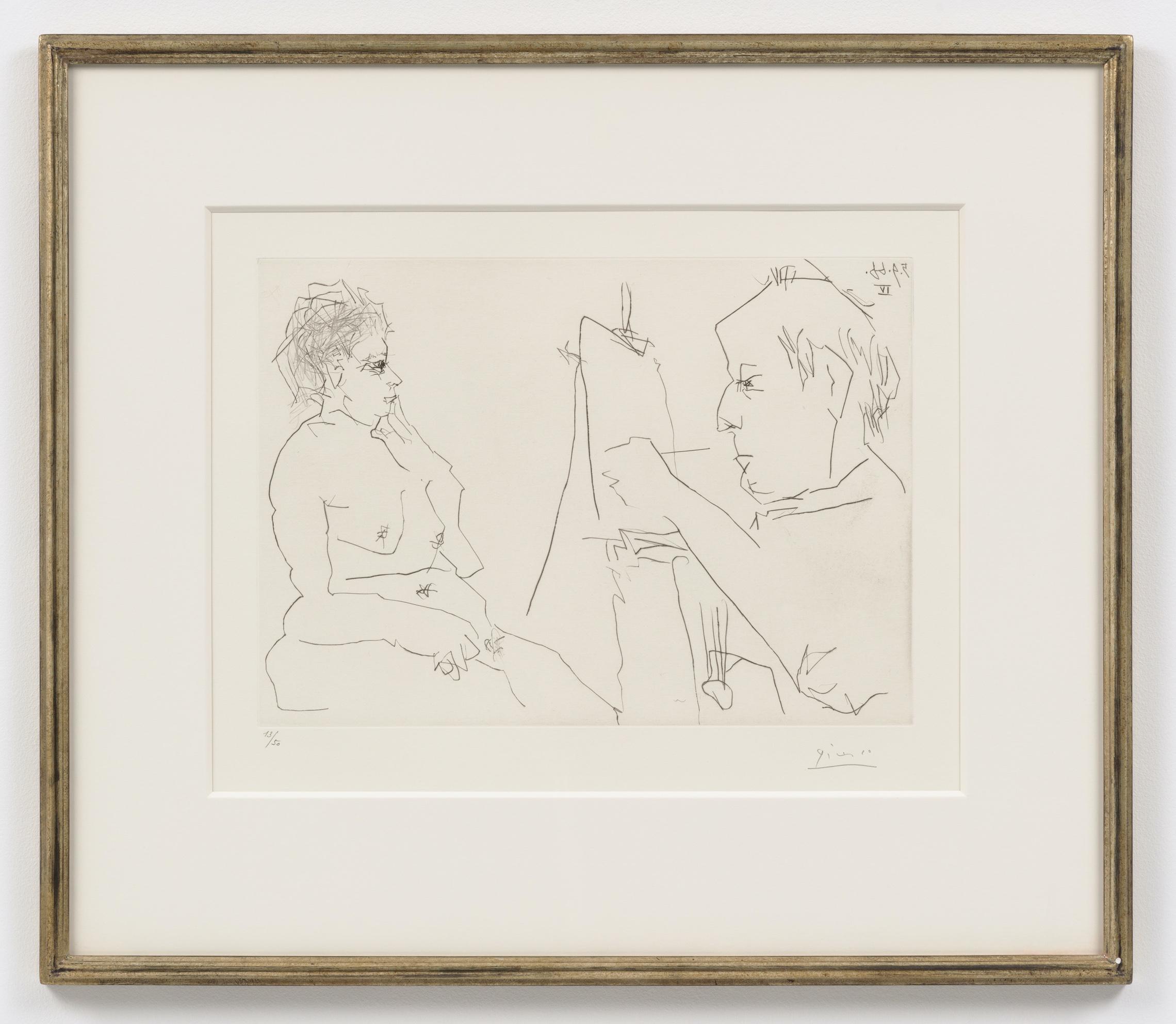 Pablo Picasso Nude Print - Peintre et modele [Modele et peintre chauve], 5 septembre 1966 IV