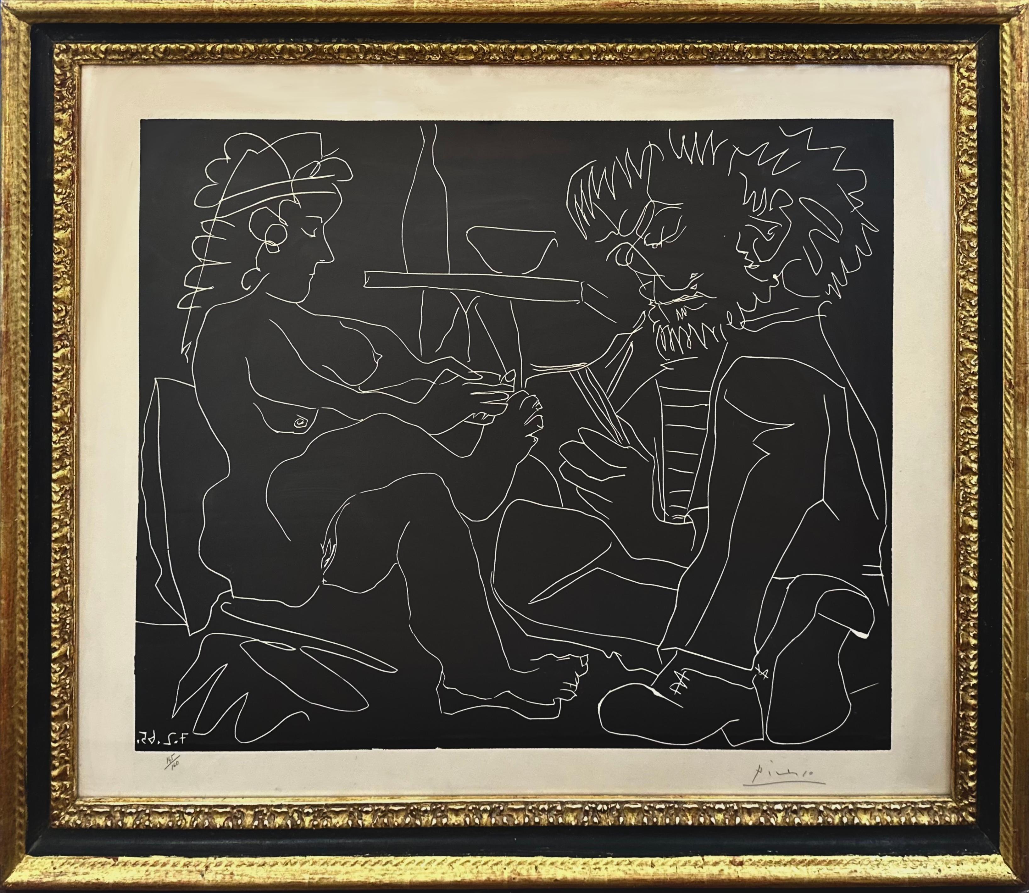 Zeichner und Modell mit neuem Hut – Print von Pablo Picasso