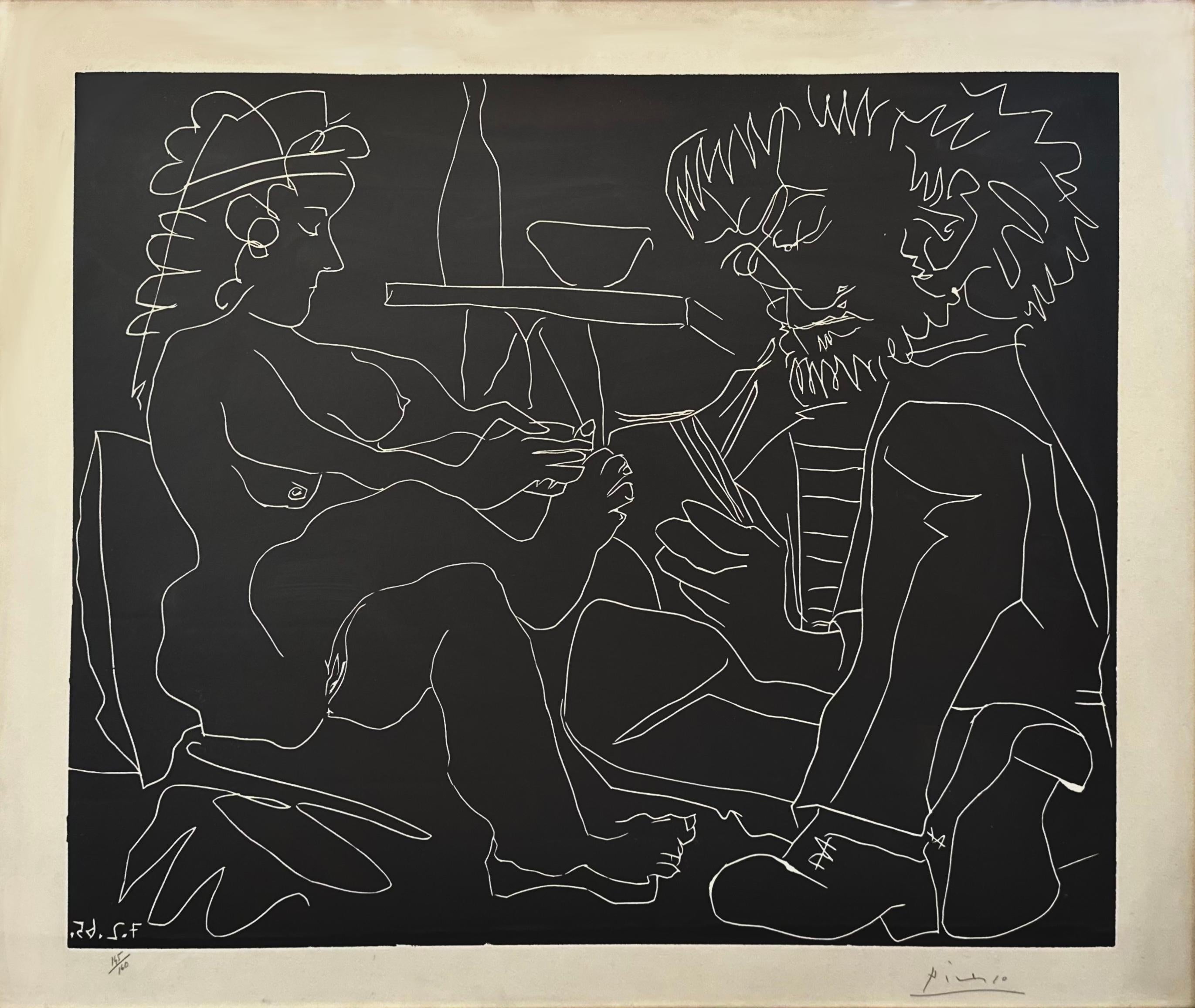 Pablo Picasso Figurative Print – Zeichner und Modell mit neuem Hut