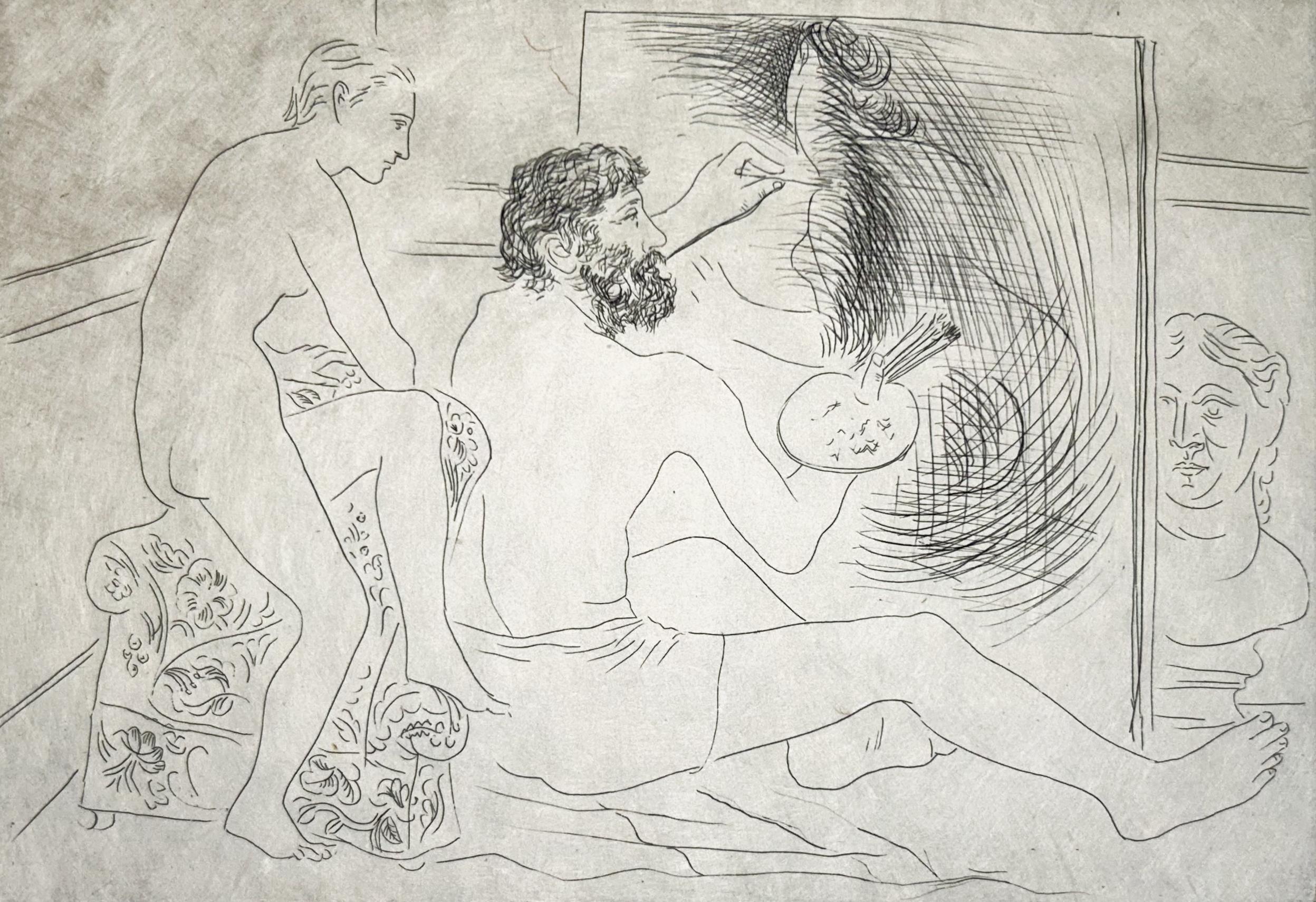 Pablo Picasso Nude Print - Peintre travaillant