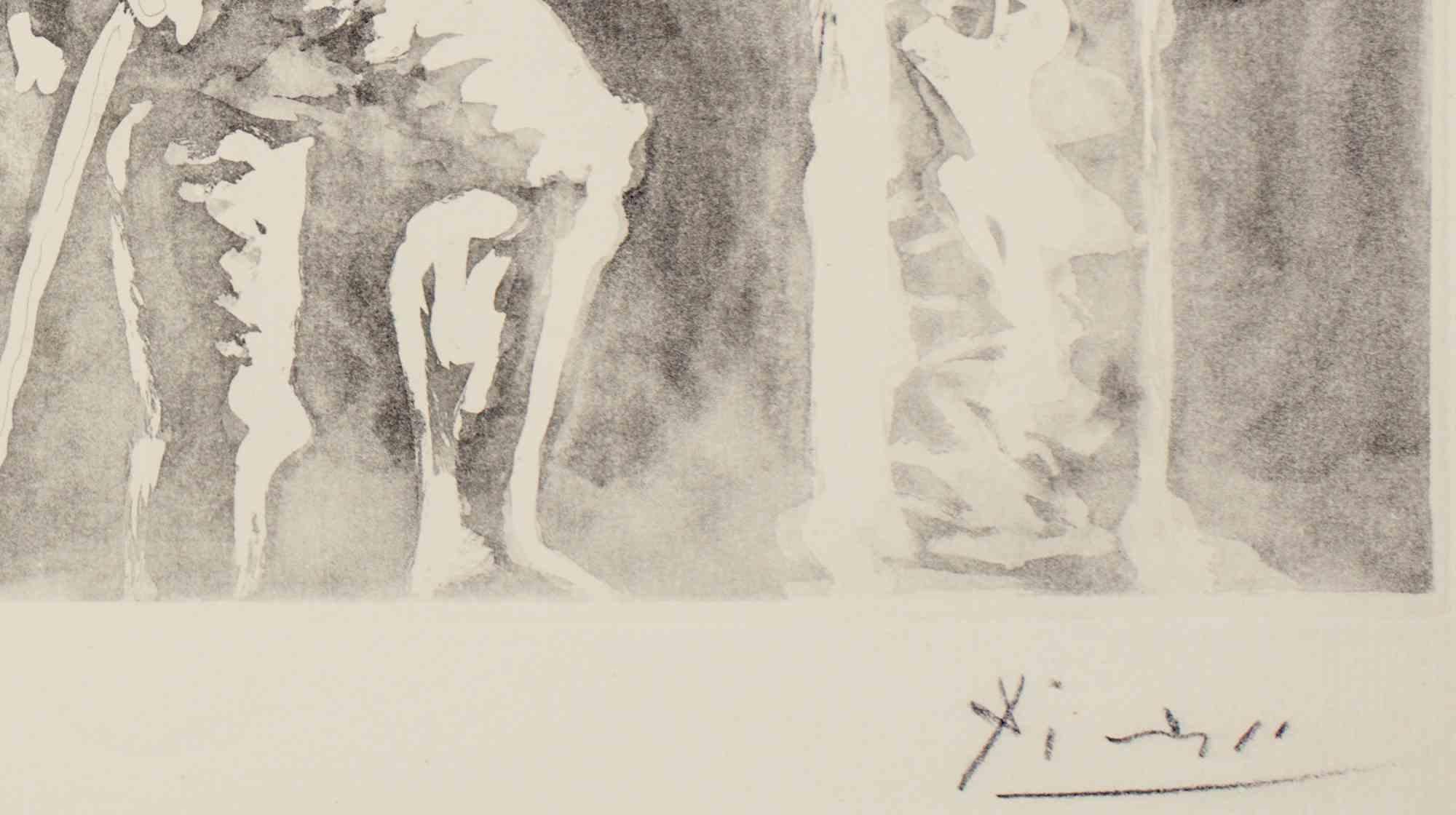 Personnages Masqués et Femme Oiseau - Etching by Pablo Picasso - 1934 For Sale 1