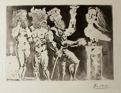 Personnages Masqués et Femme Oiseau - Gravure de Pablo Picasso - 1934