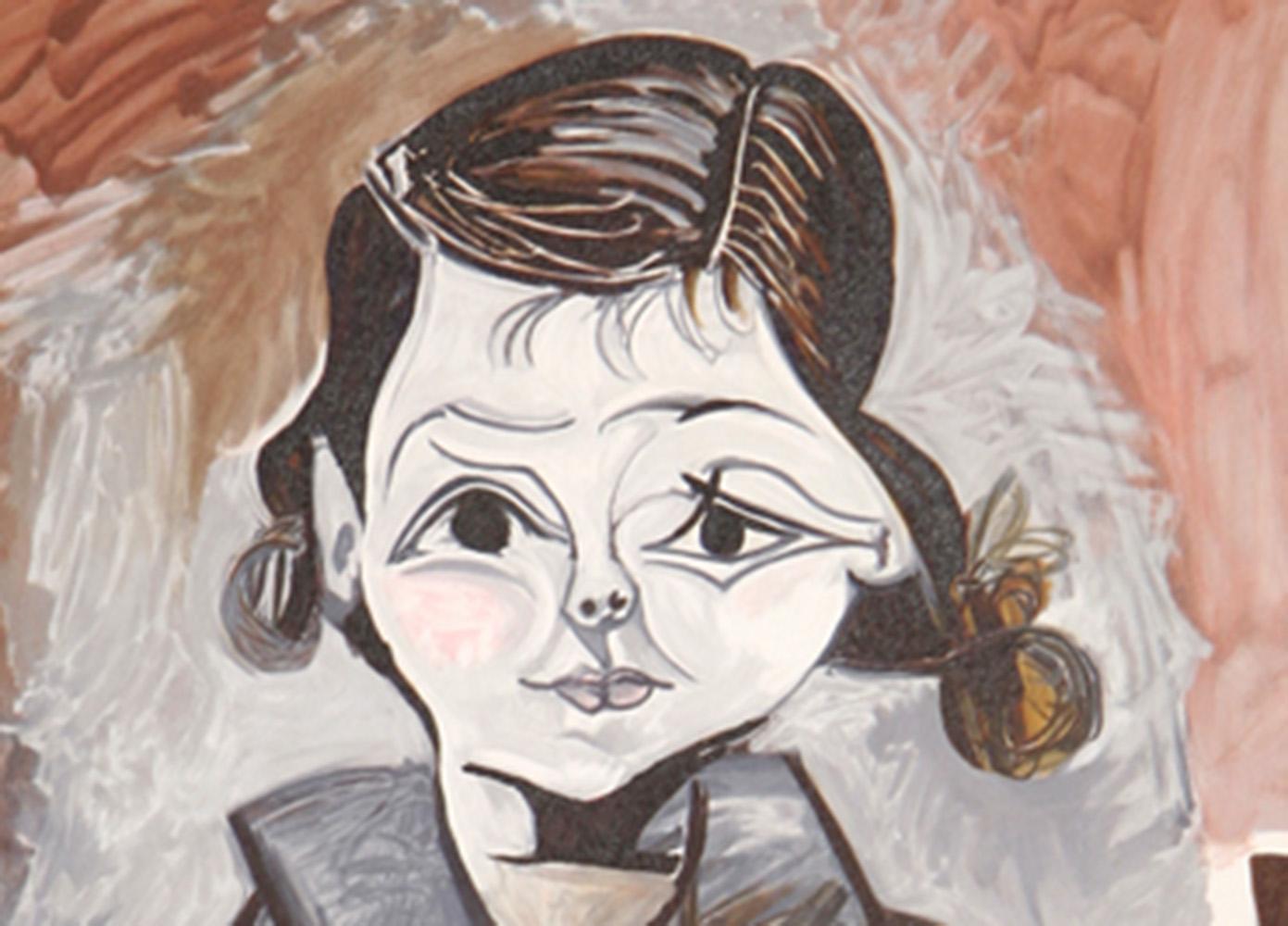 Petite Fille a la Robe Verte, Cubist Lithograph by Pablo Picasso For Sale 1