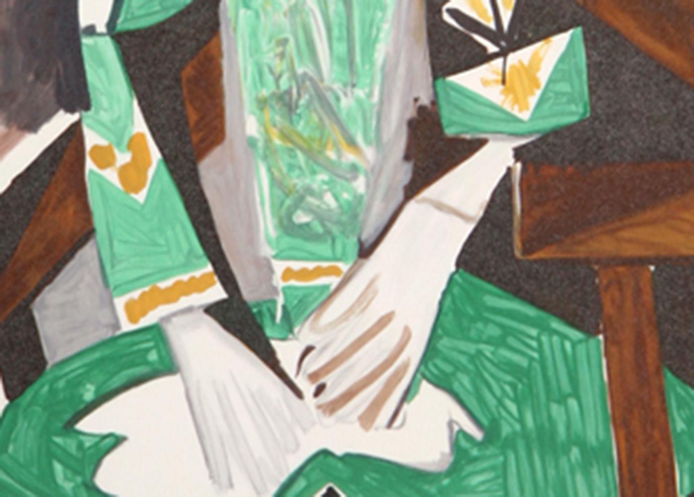 Petite Fille a la Robe Verte, Cubist Lithograph by Pablo Picasso For Sale 2