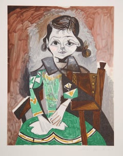 Petite Fille a la Robe Verte (Paloma Picasso), Cubist Lithograph by Picasso