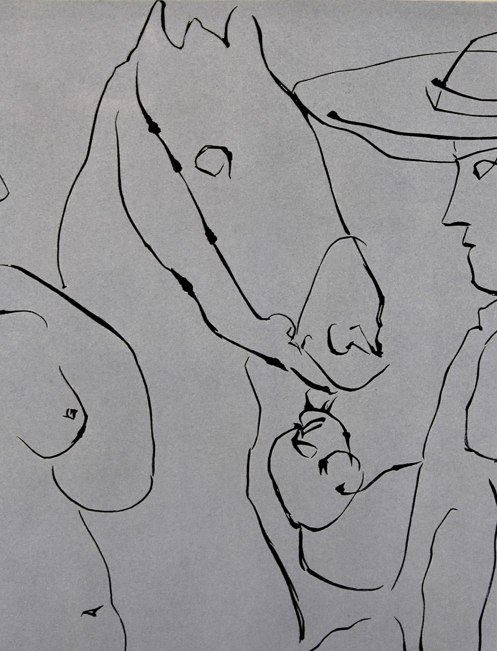 Picador debout avec son cheval et une femme (Picador, Frau und Pferd), 1959 im Angebot 9