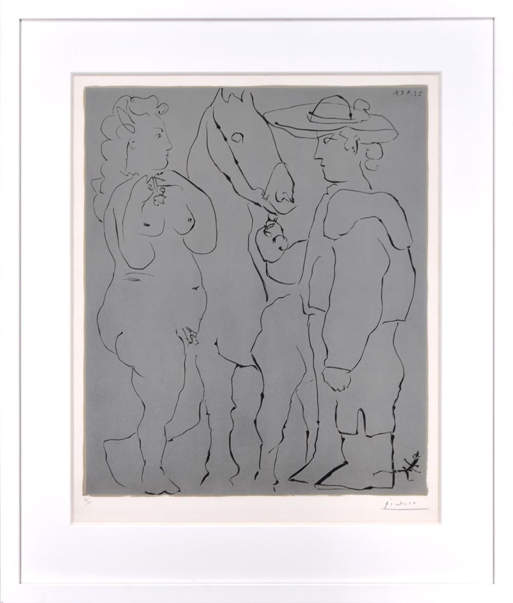 Picador debout avec son cheval et une femme (Picador, Frau und Pferd), 1959 – Print von Pablo Picasso