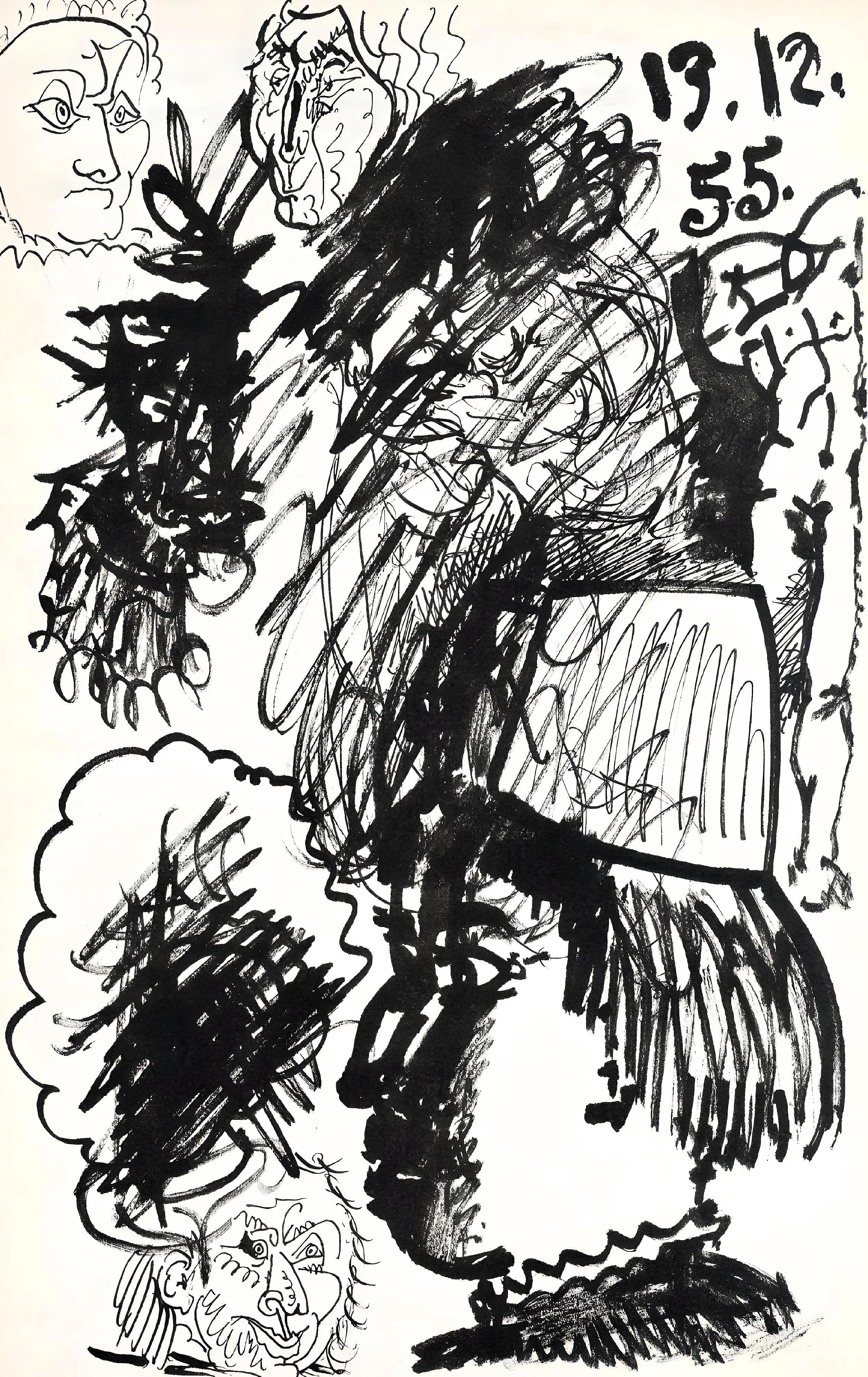 Pablo Picasso Figurative Print - Picasso, 13.12.55, Carnet de la Californie (Cramer 101) (after)