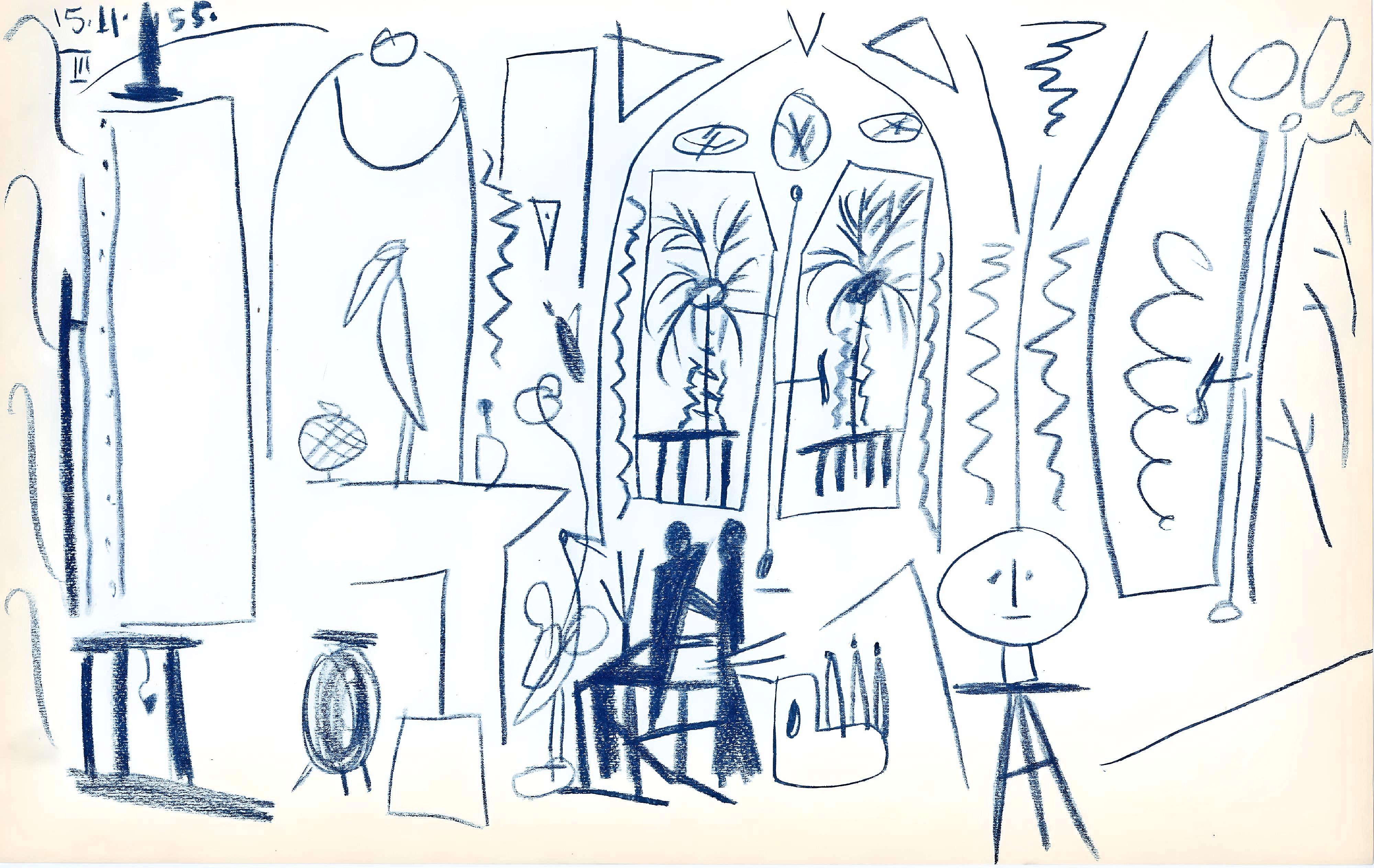 Landscape Print Pablo Picasso - Picasso, 15.11.55, Carnet de la Californie (Cramer 101), après