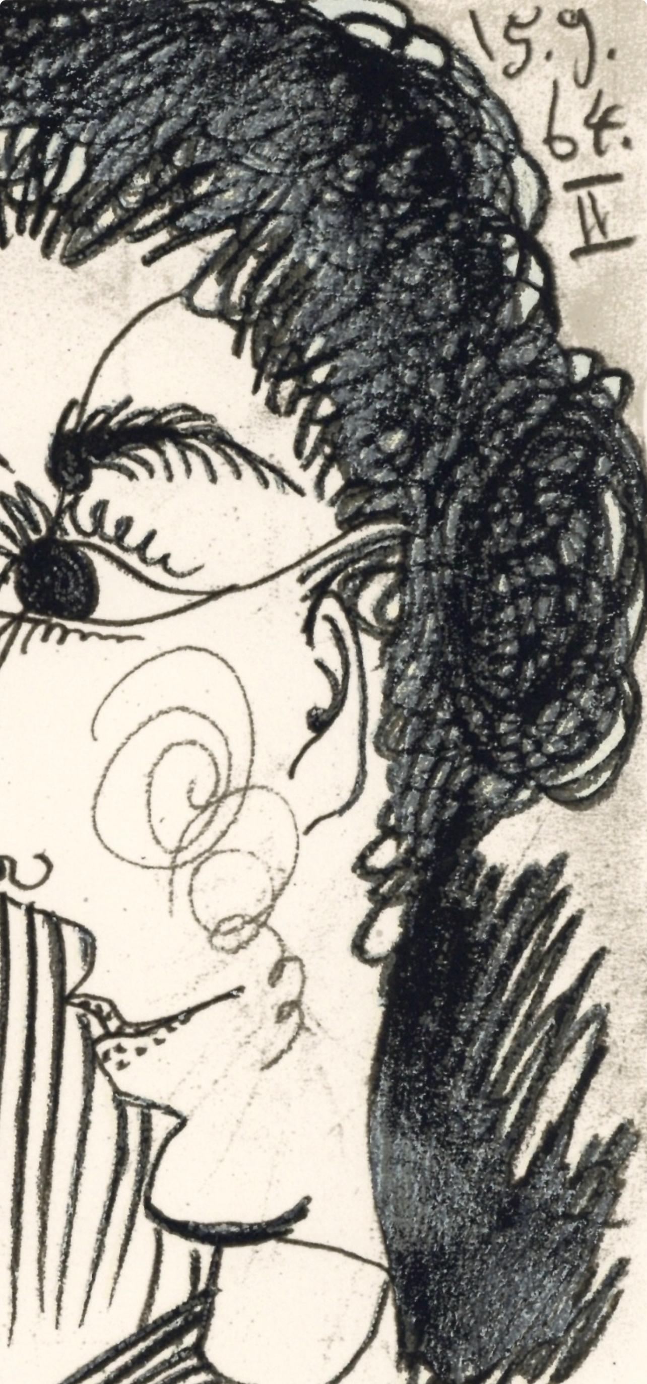 Picasso, 15.9.64. II (Cramer 148), Le Goût du Bonheur (after) - Beige Figurative Print by Pablo Picasso