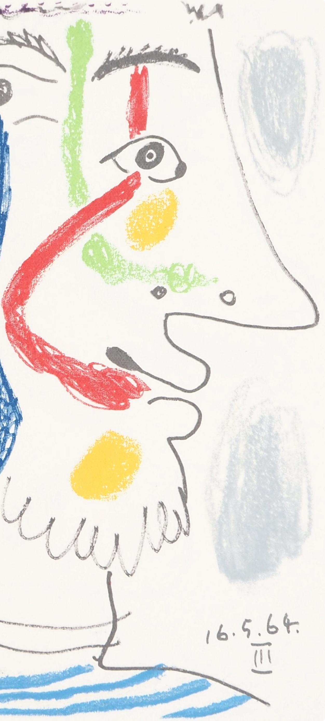 Picasso, 16.5.64. III (Cramer 148), Le Goût du Bonheur (after) - Beige Figurative Print by Pablo Picasso