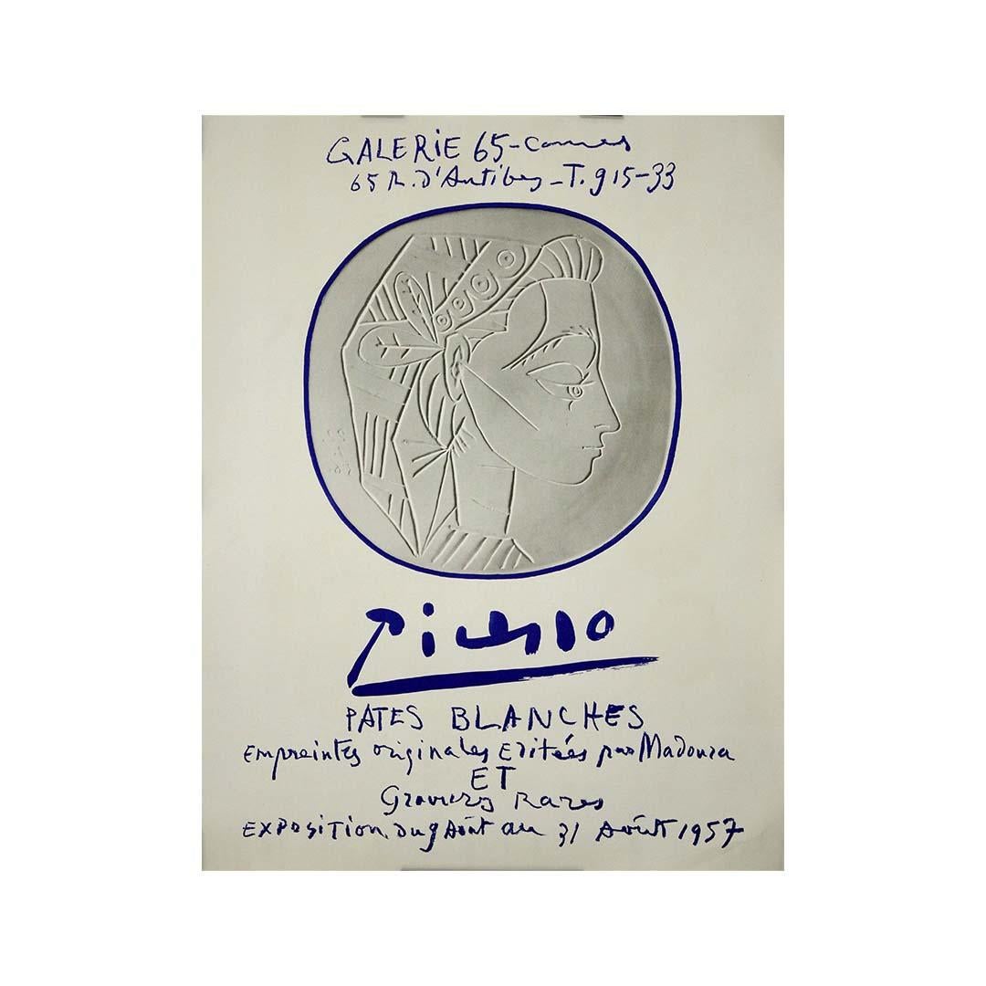 Picasso 1957 affiche d'exposition originale Pâtes Blanches : Empreintes Originales en vente 2