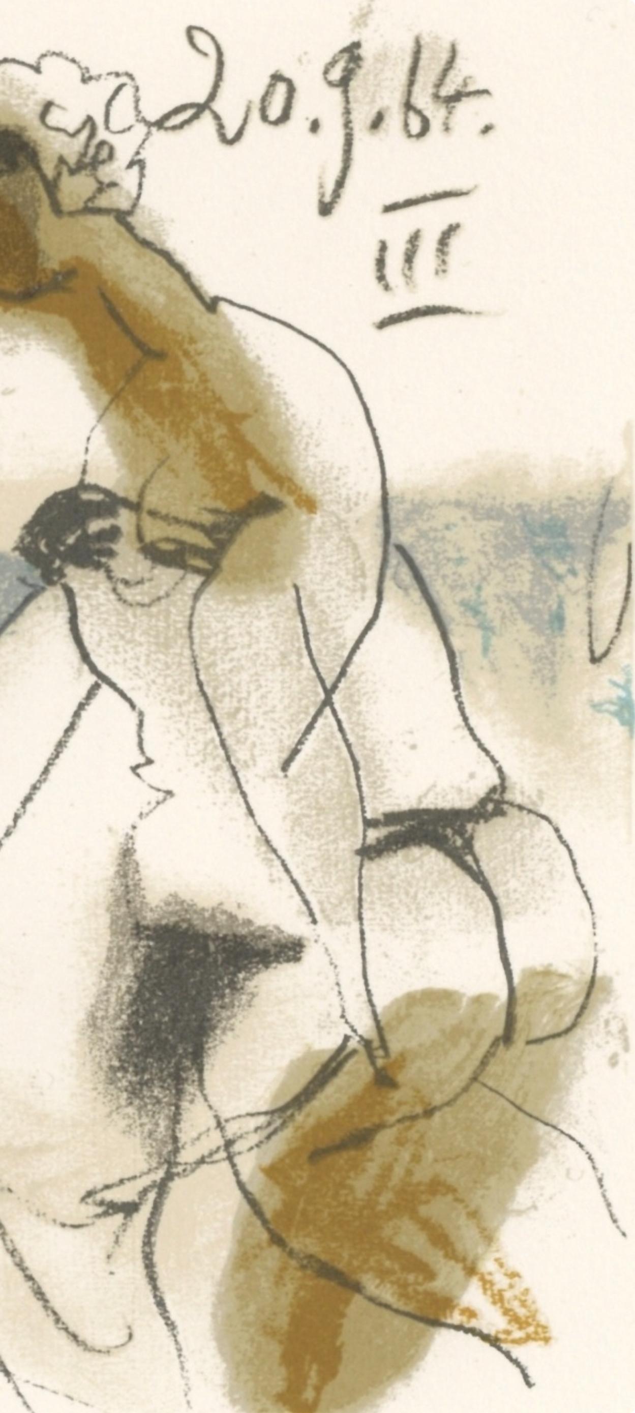 Picasso, 20.0.64. III (Cramer 148), Le Goût du Bonheur (after) - Beige Figurative Print by Pablo Picasso