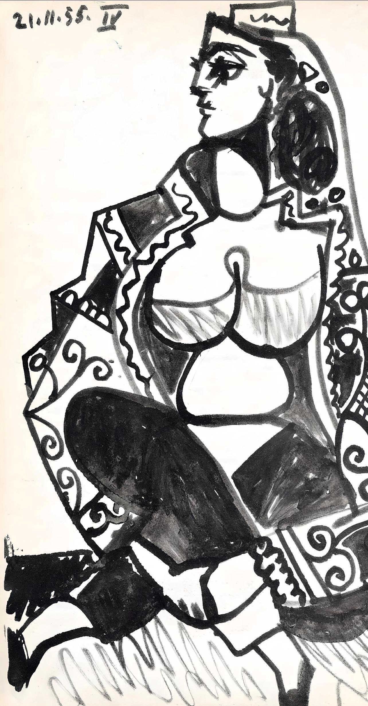 Picasso, 21.11.55, Carnet de la Californie (Cramer 101), après - Cubisme Print par Pablo Picasso