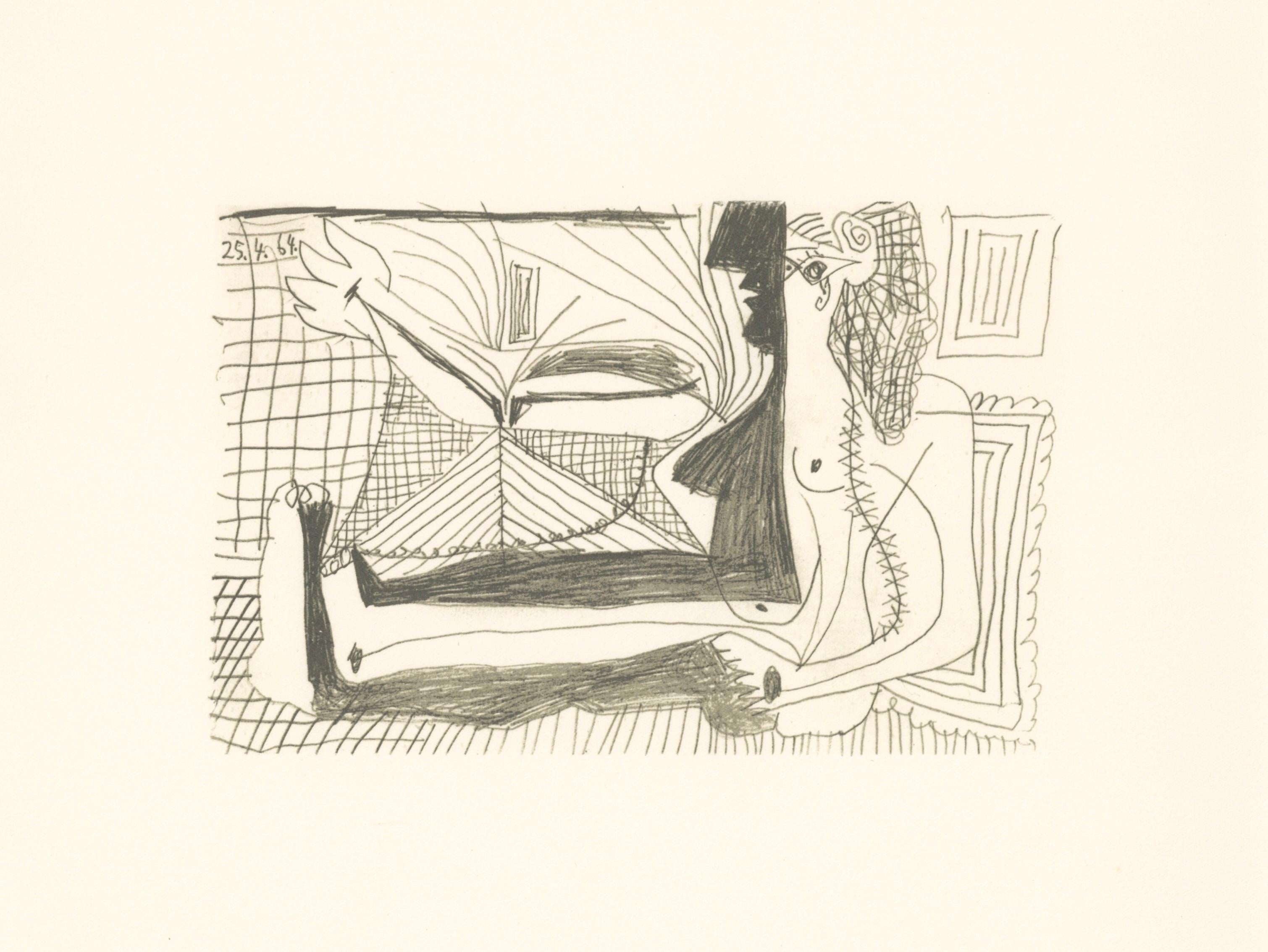 Litografía y serigrafía con lápiz graso, tusche litográfico, lápiz de plomo, carboncillo sobre papel vélin d'Arches. Tamaño del papel: 9,84 x 12,8 pulgadas. Inscripción: Sin firmar y sin numerar, tal como se emitió. Catálogo razonado de referencia: