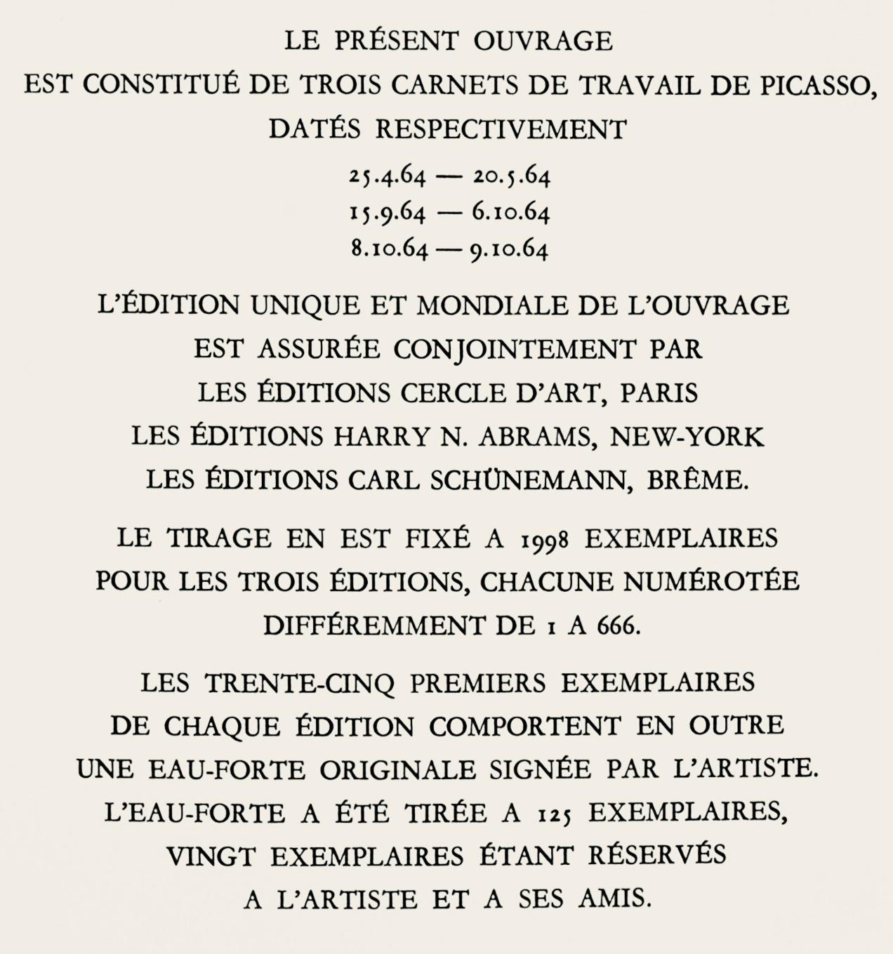 Picasso, 25.4.64. (Cramer 148), Le Goût du Bonheur (después) en venta 3