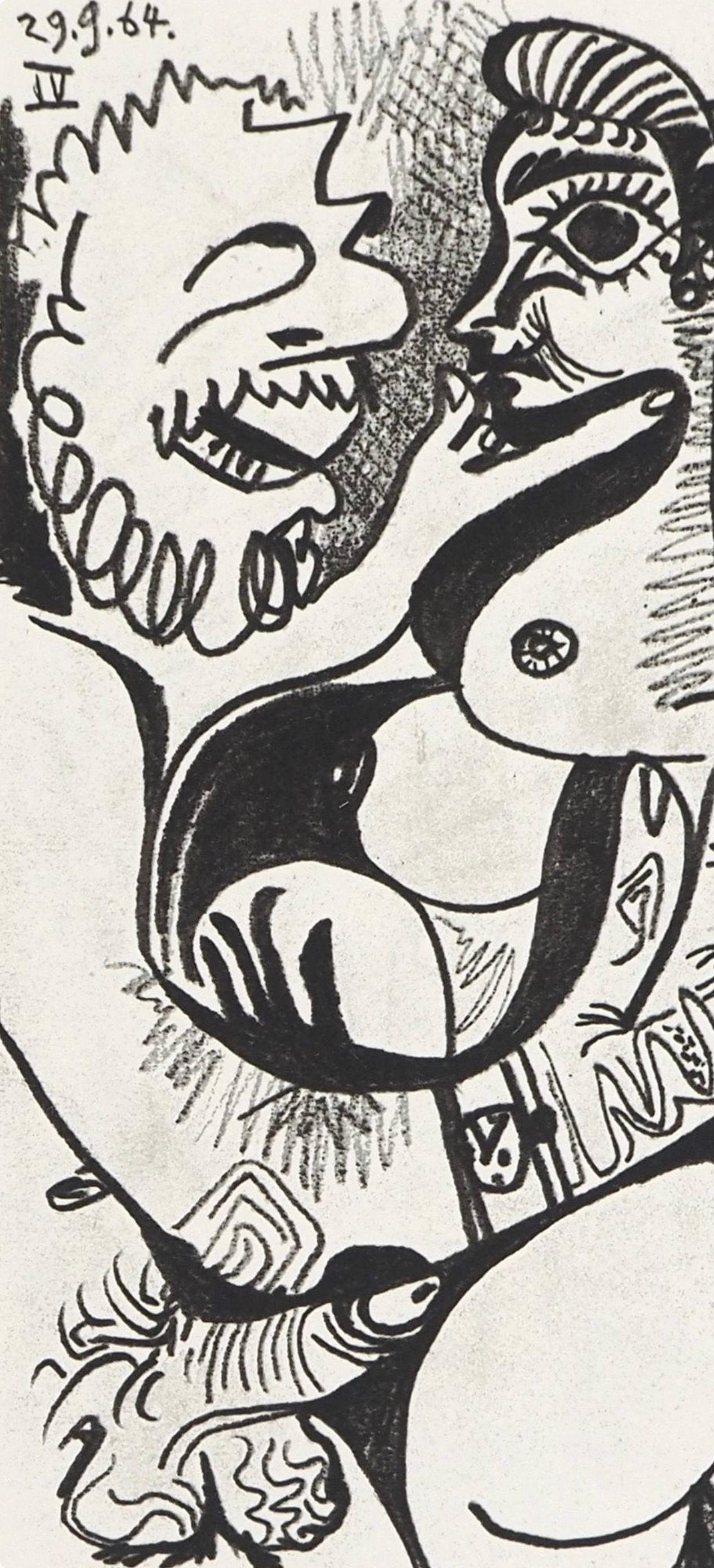 Picasso, 29.9.64. IV (Cramer 148), Le Goût du Bonheur (après) - Cubisme Print par Pablo Picasso