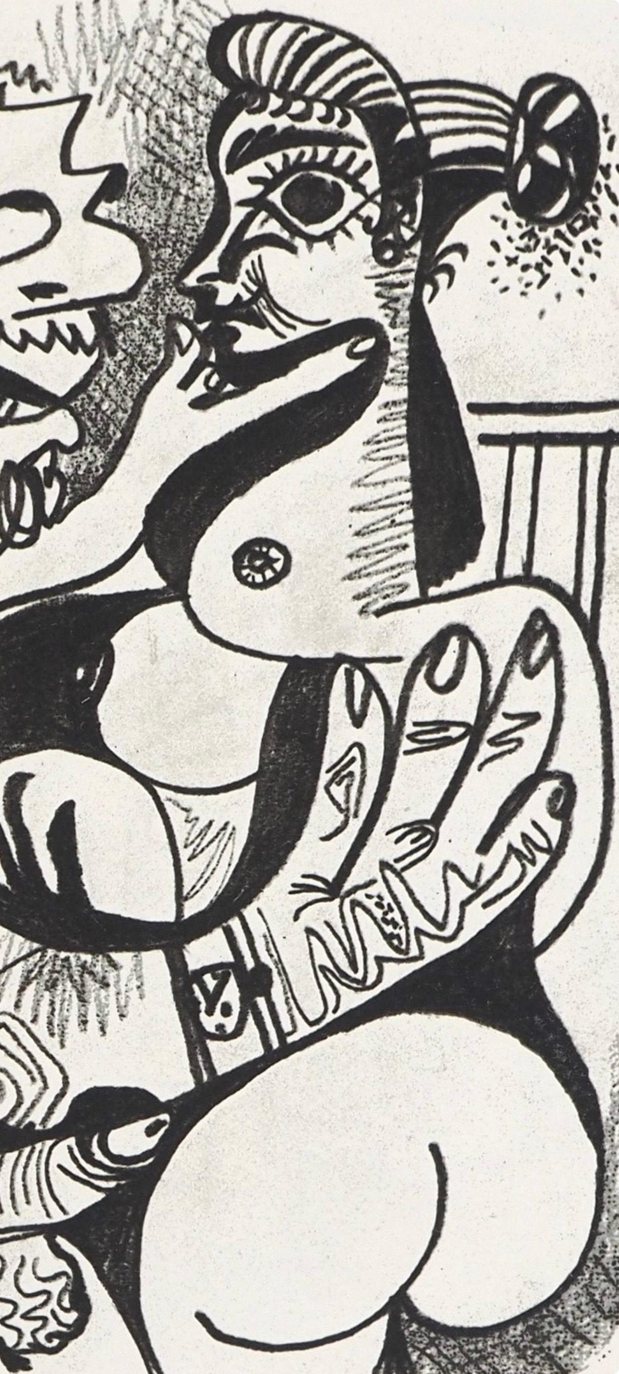 Picasso, 29.9.64. IV (Cramer 148), Le Goût du Bonheur (après) - Gris Figurative Print par Pablo Picasso