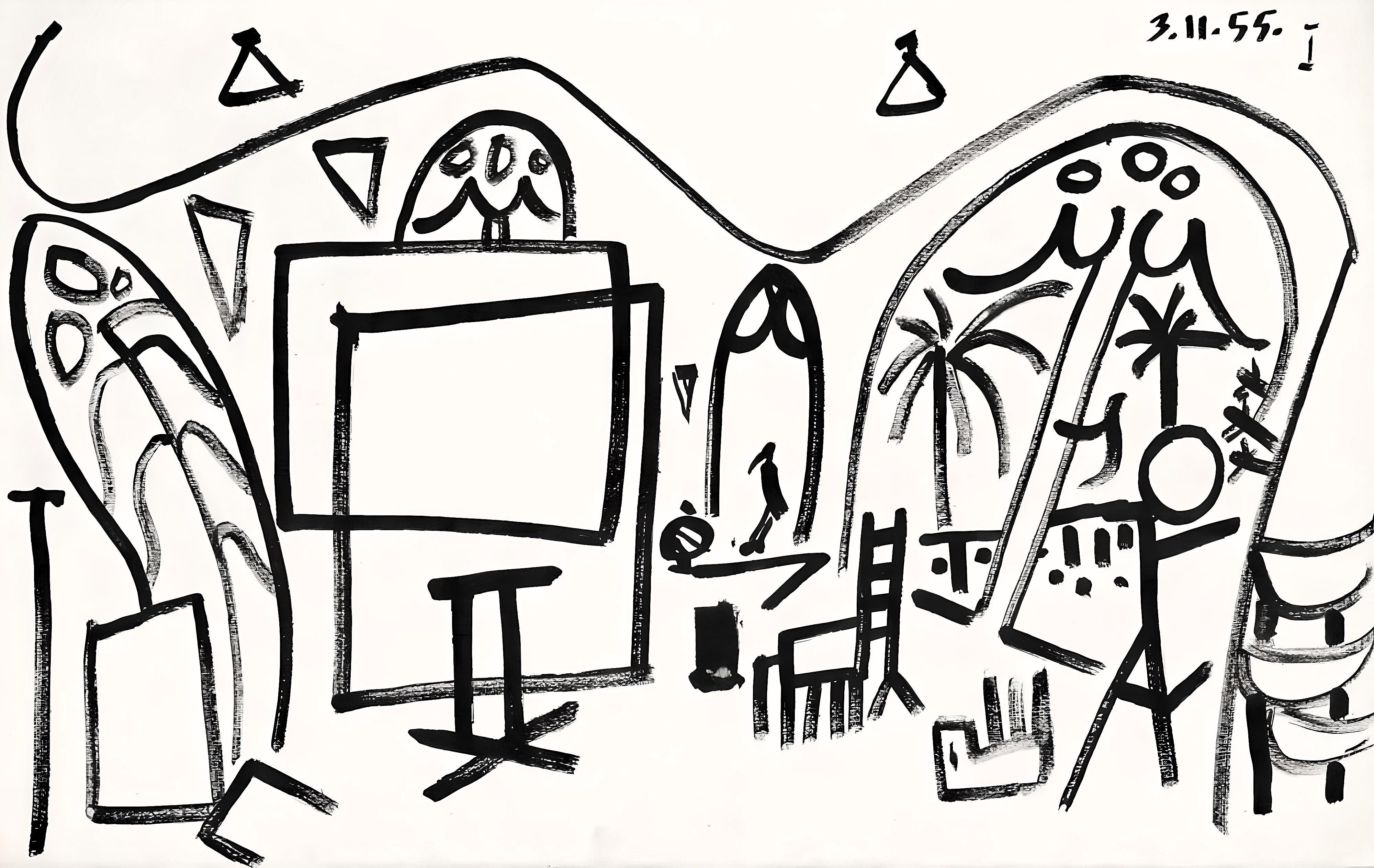Landscape Print Pablo Picasso - Picasso, 3.11.55, Carnet de la Californie (Cramer 101), après