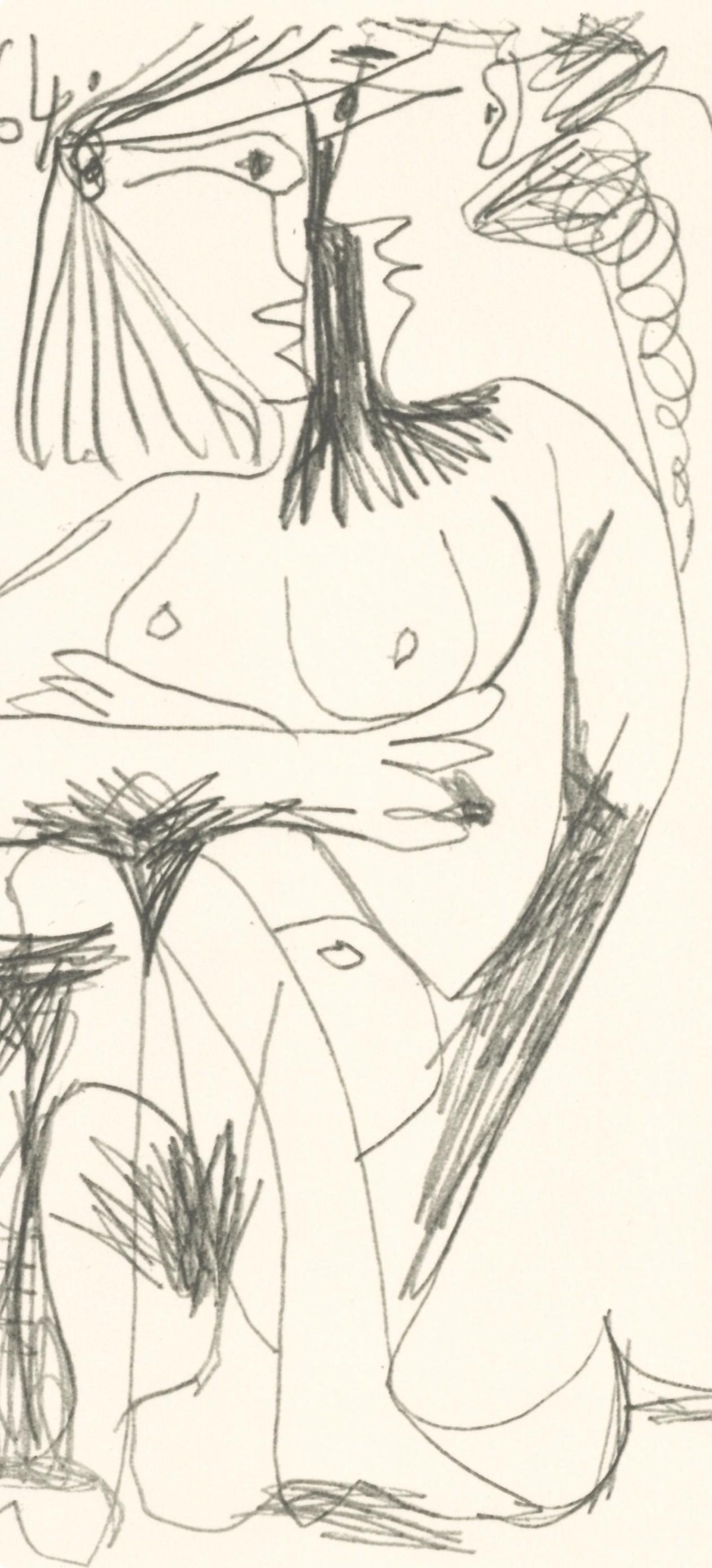 Picasso, 4.5.64. I (Cramer 148), Le Goût du Bonheur (after) - White Landscape Print by Pablo Picasso