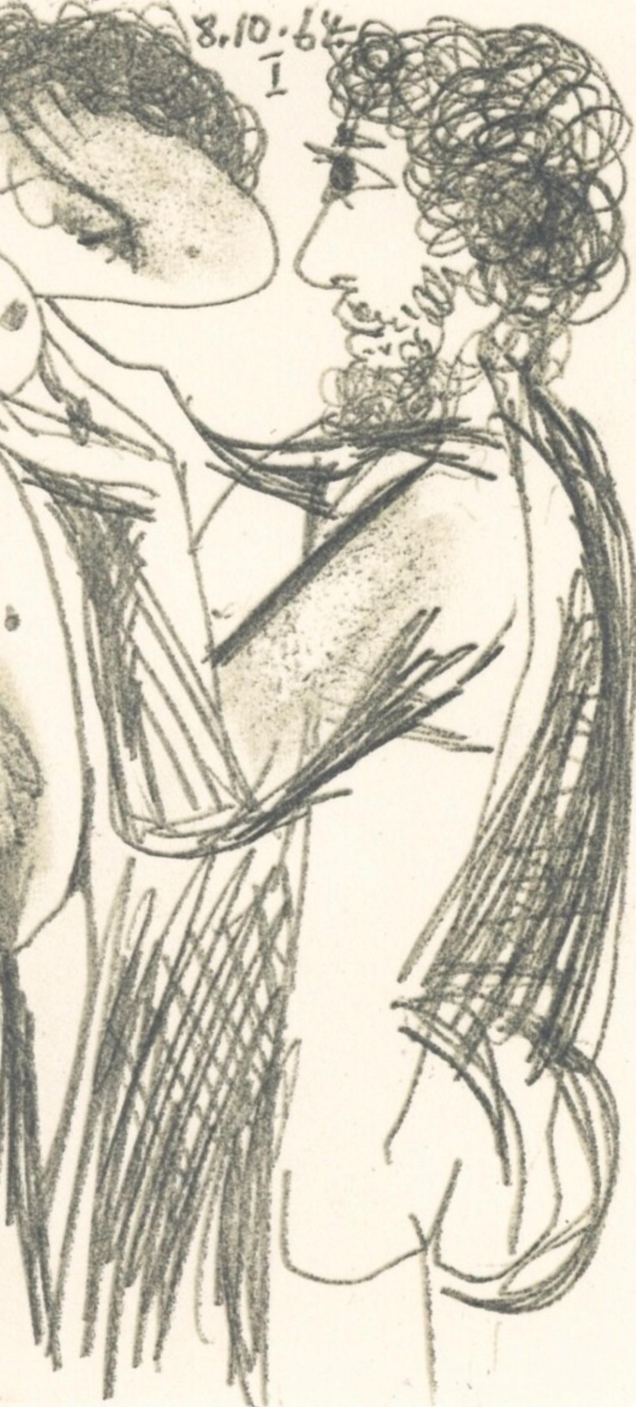 Picasso, 8.10.64. I (Cramer 148), Le Goût du Bonheur (after) - Beige Figurative Print by Pablo Picasso