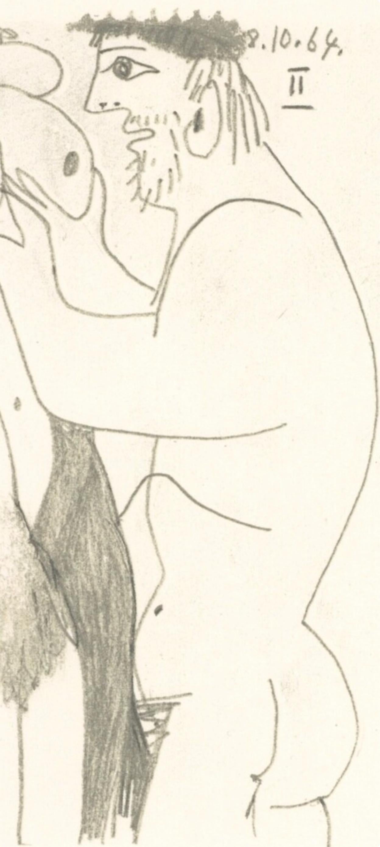 Picasso, 8.10.64. II (Cramer 148), Le Goût du Bonheur (after) - White Figurative Print by Pablo Picasso