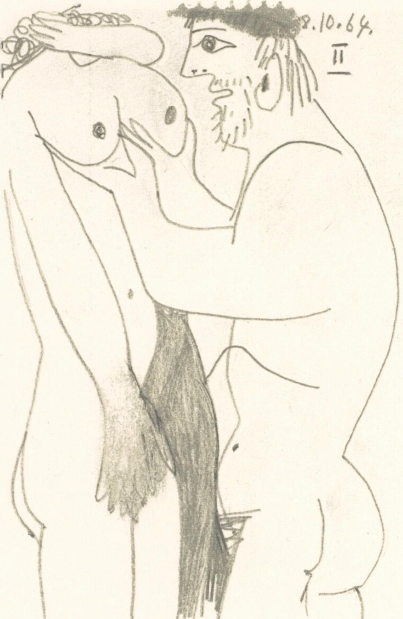 Pablo Picasso Figurative Print - Picasso, 8.10.64. II (Cramer 148), Le Goût du Bonheur (after)