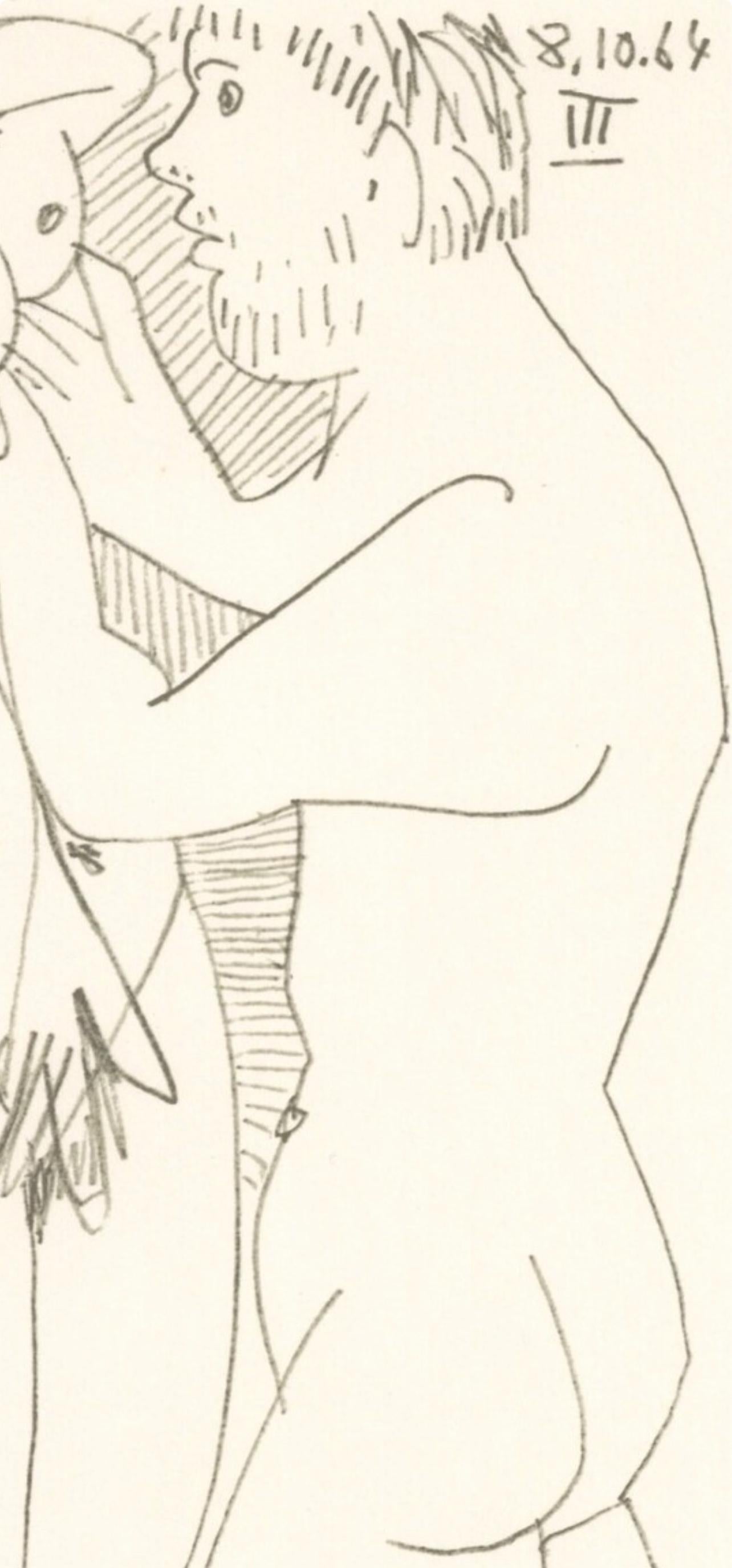Picasso, 8.10.64. III (Cramer 148), Le Goût du Bonheur (after) - White Figurative Print by Pablo Picasso