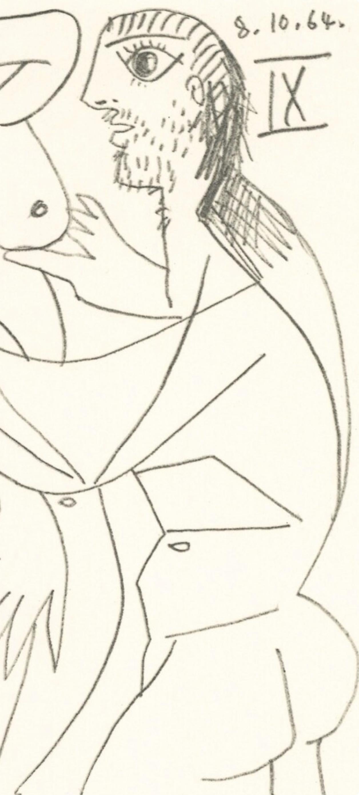 Picasso, 8.10.64. IX (Cramer 148), Le Goût du Bonheur (after) - White Figurative Print by Pablo Picasso