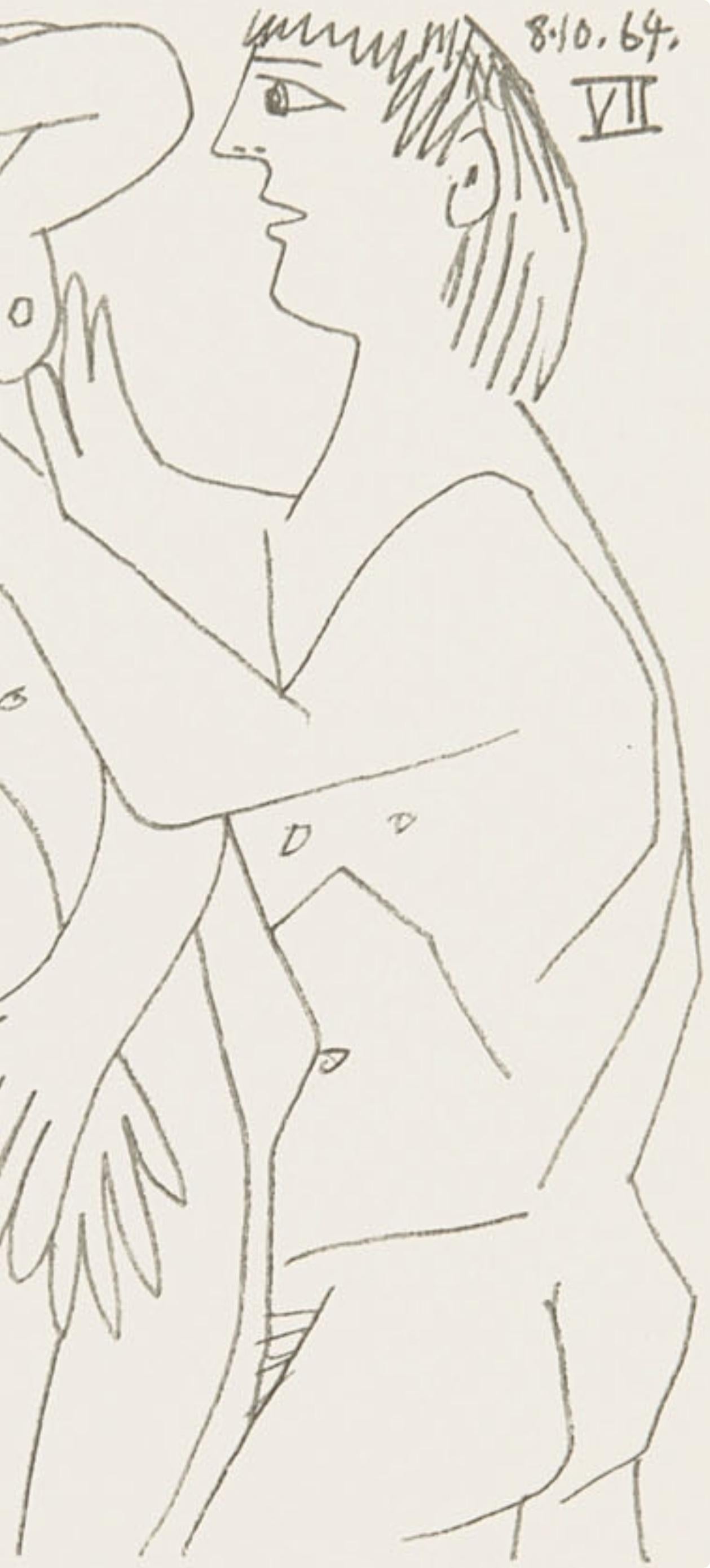 Picasso, 8.10.64. VII (Cramer 148), Le Goût du Bonheur (nach) (Beige), Figurative Print, von Pablo Picasso