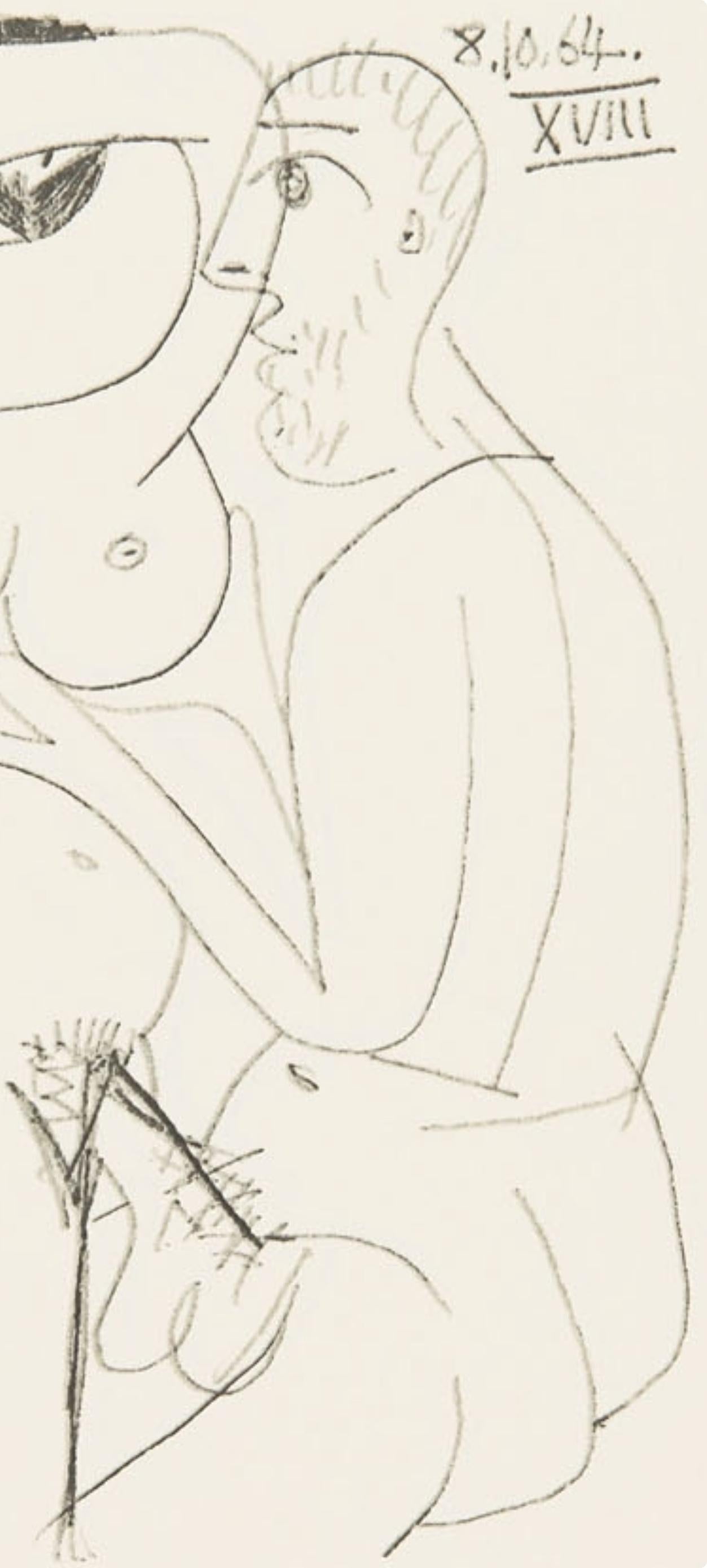 Picasso, 8.10.64. VIII (Cramer 148), Le Goût du Bonheur (after) - Gray Figurative Print by Pablo Picasso