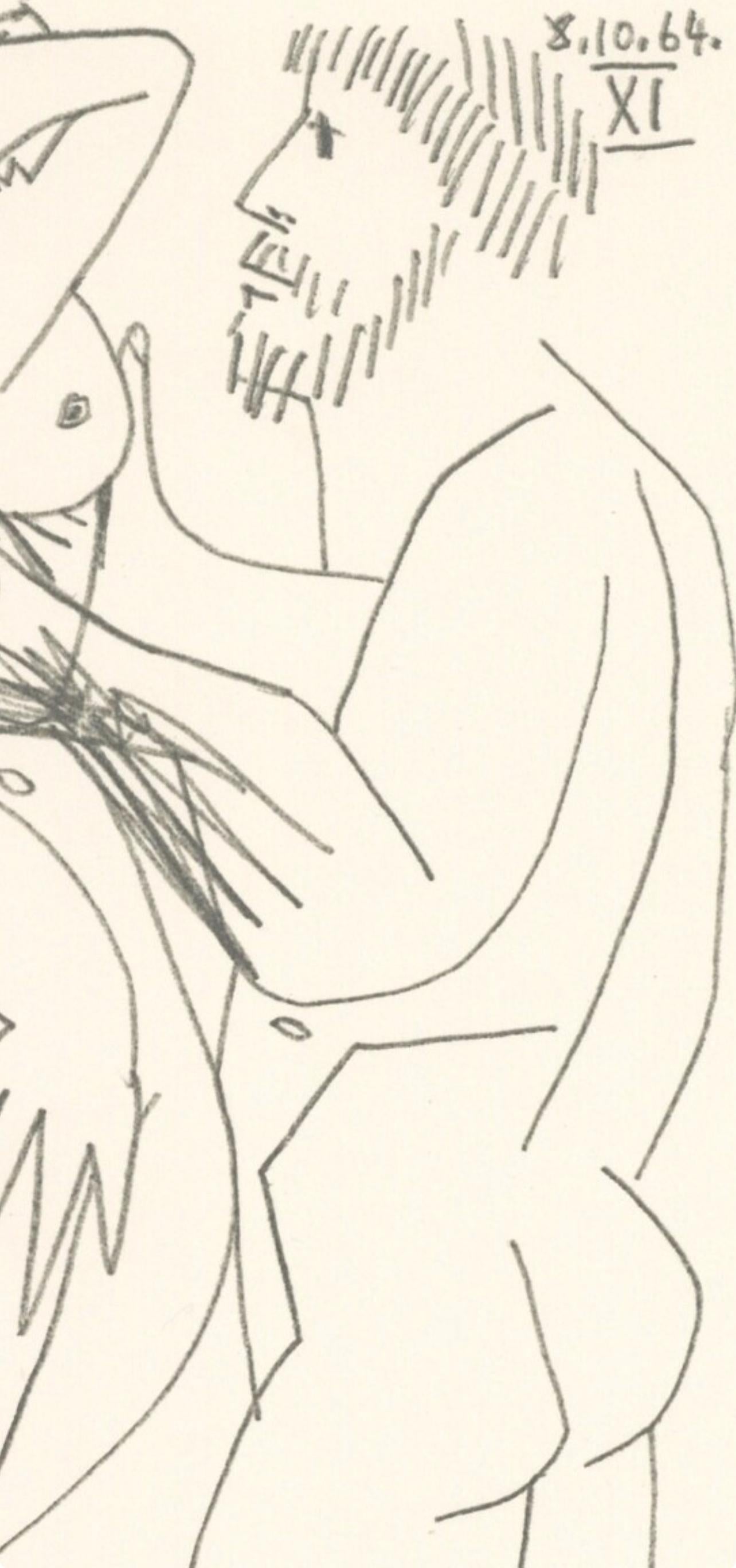 Picasso, 8.10.64. XI (Cramer 148), Le Goût du Bonheur (after) - White Figurative Print by Pablo Picasso