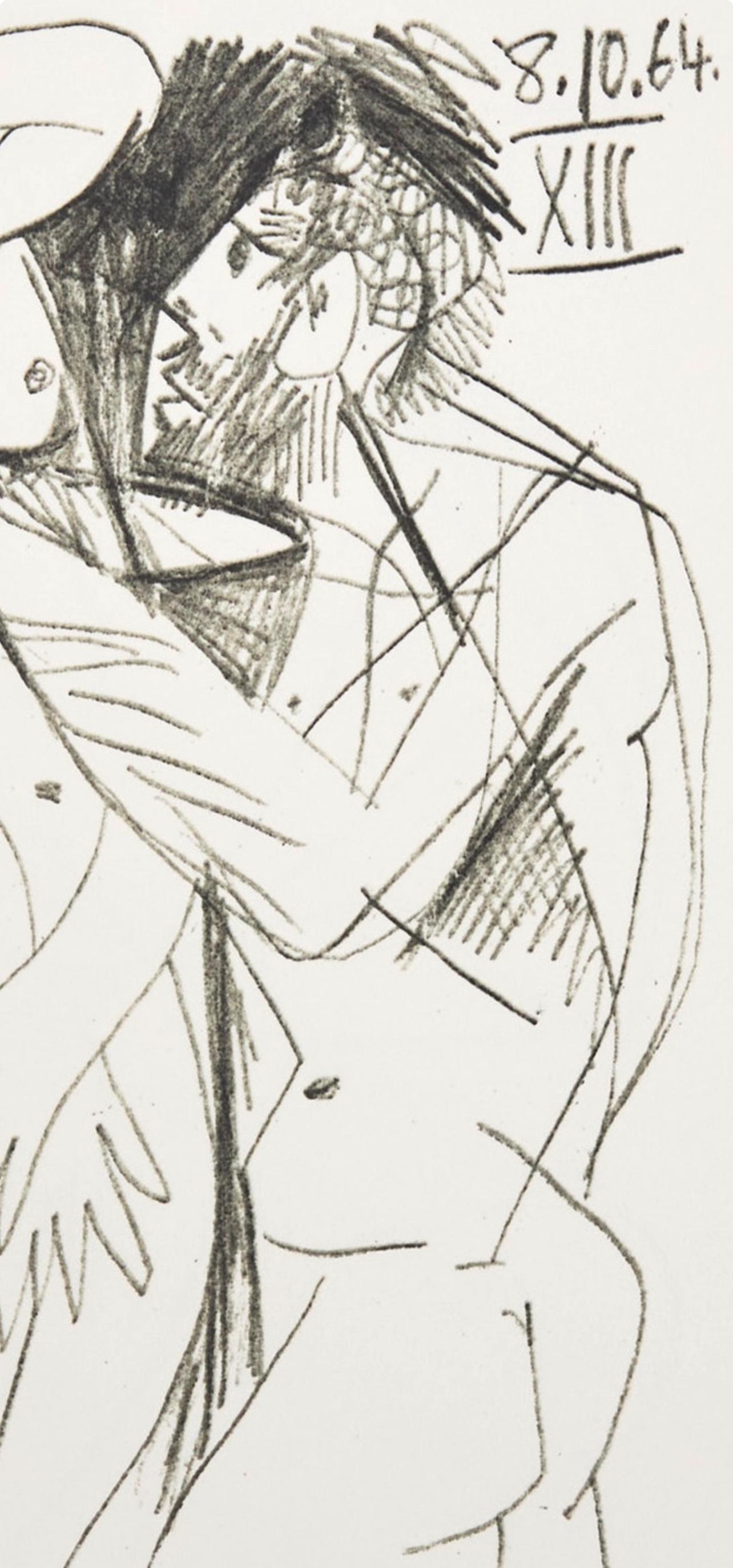 Picasso, 8.10.64. XIII (Cramer 148), Le Goût du Bonheur (after) - Gray Figurative Print by Pablo Picasso