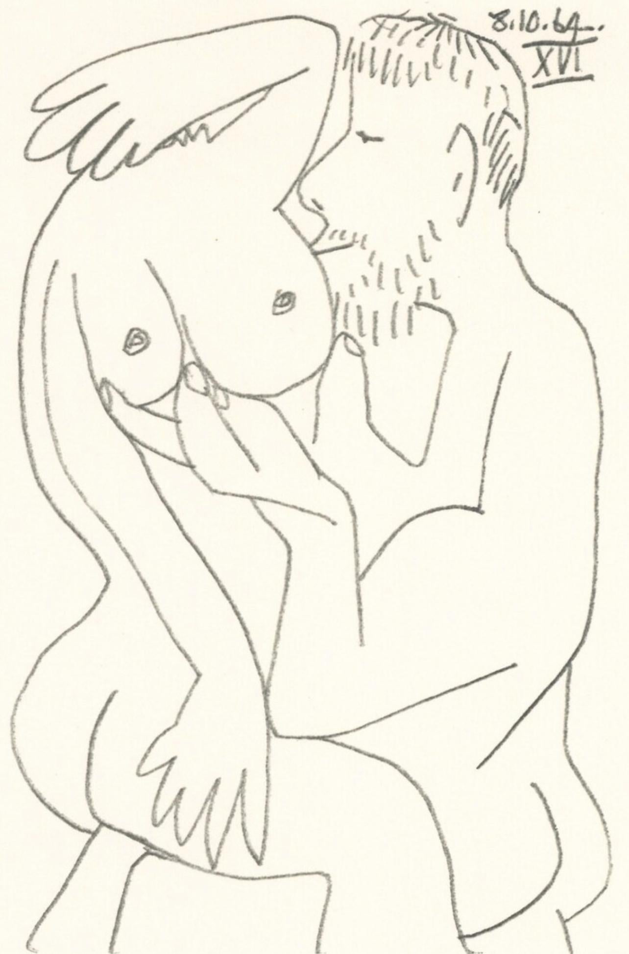 Pablo Picasso Figurative Print - Picasso, 8.10.74 XVI (Cramer 148), Le Goût du Bonheur (after)