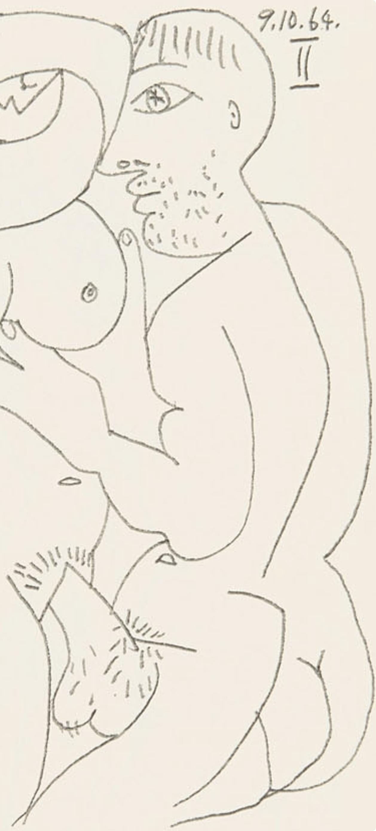 Picasso, 9.10.64. II (Cramer 148), Le Goût du Bonheur (after) - Gray Figurative Print by Pablo Picasso