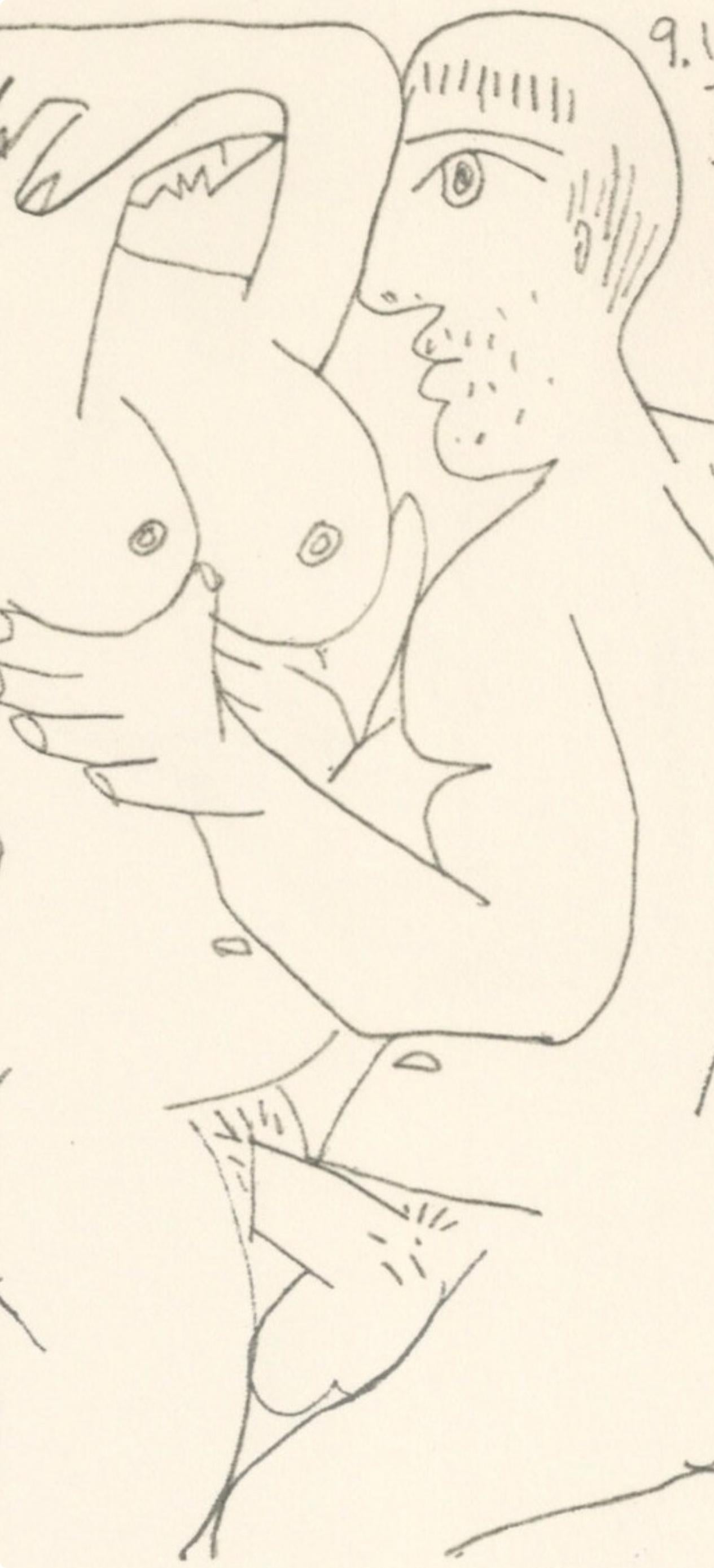 Picasso, 9.10.64. III (Cramer 148), Le Goût du Bonheur (dopo) - Print di Pablo Picasso