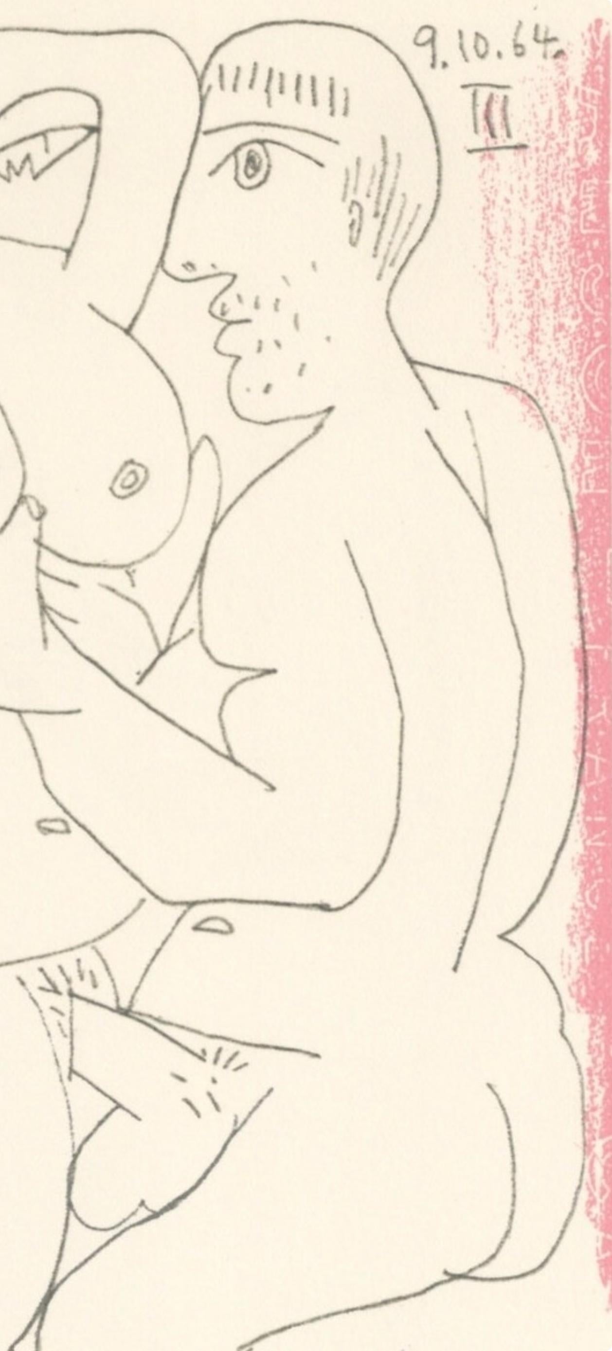Picasso, 9.10.64. III (Cramer 148), Le Goût du Bonheur (dopo) - Landscape Print Bianco di Pablo Picasso