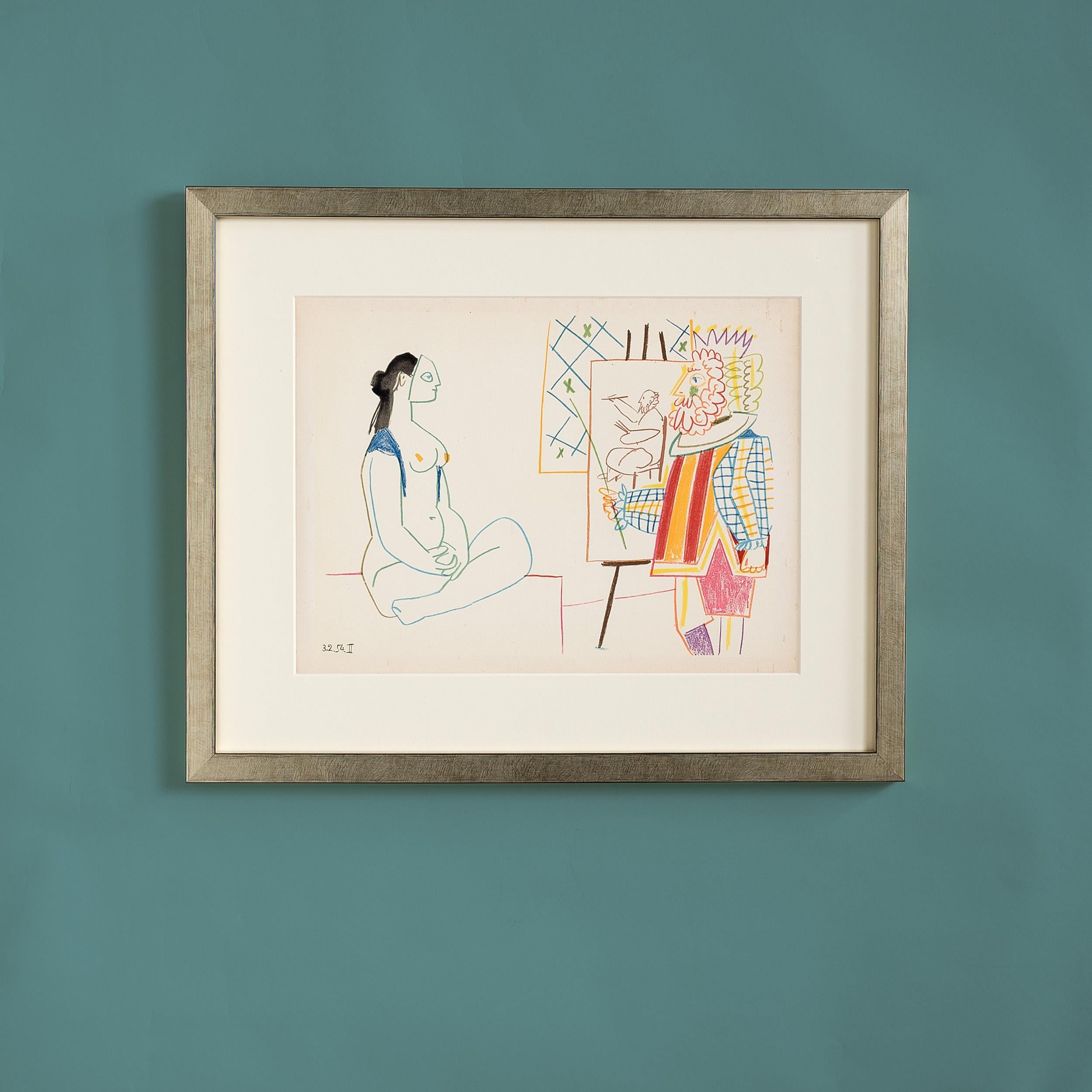 Pablo Picasso Figurative Print - Picasso and the Human Comedy, Verve Lithograph Print, 1954 - Original lithograph