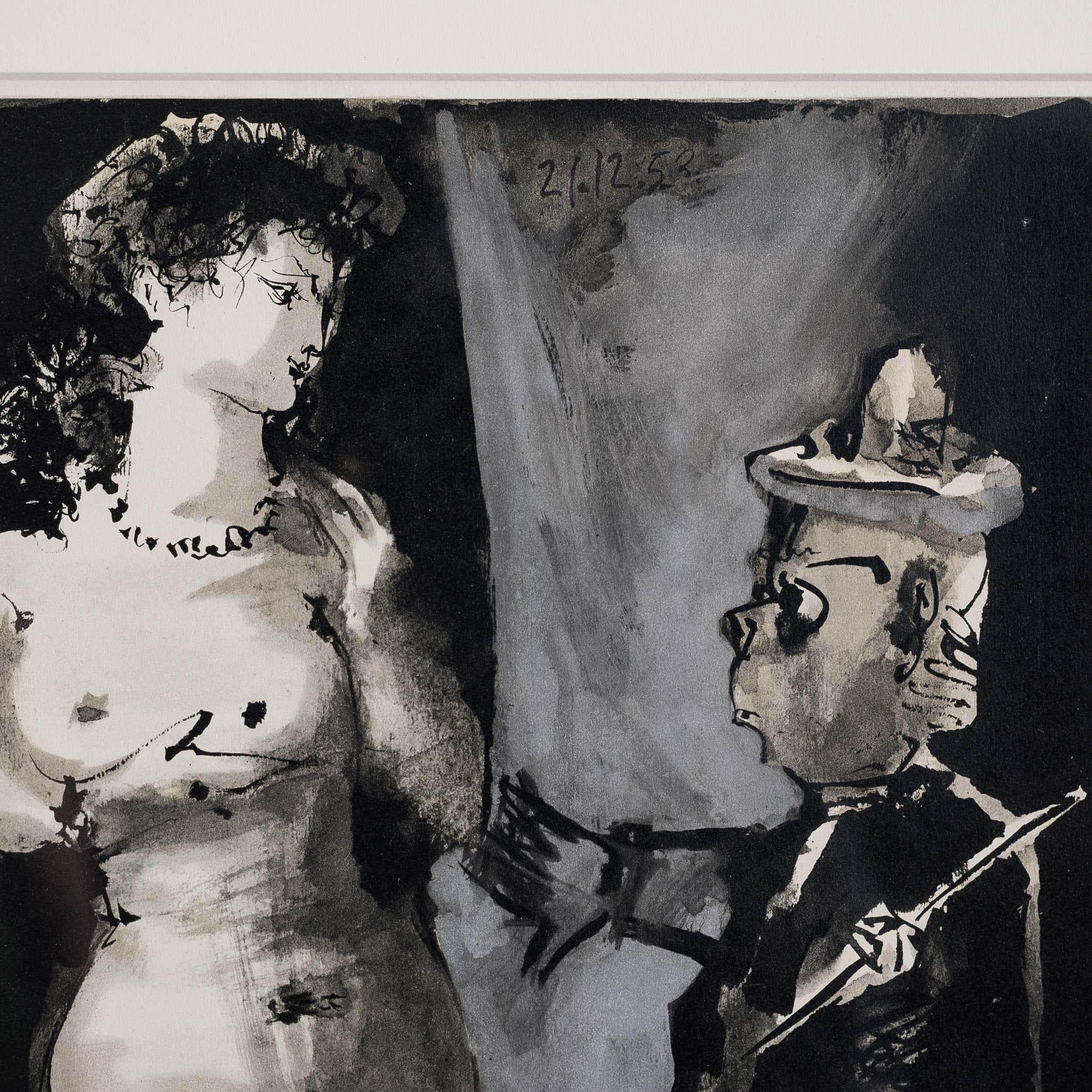 Picasso and the Human Comedy, Verve Lithograph Print, 1954 Original lithographs - Bleu Figurative Print par Pablo Picasso