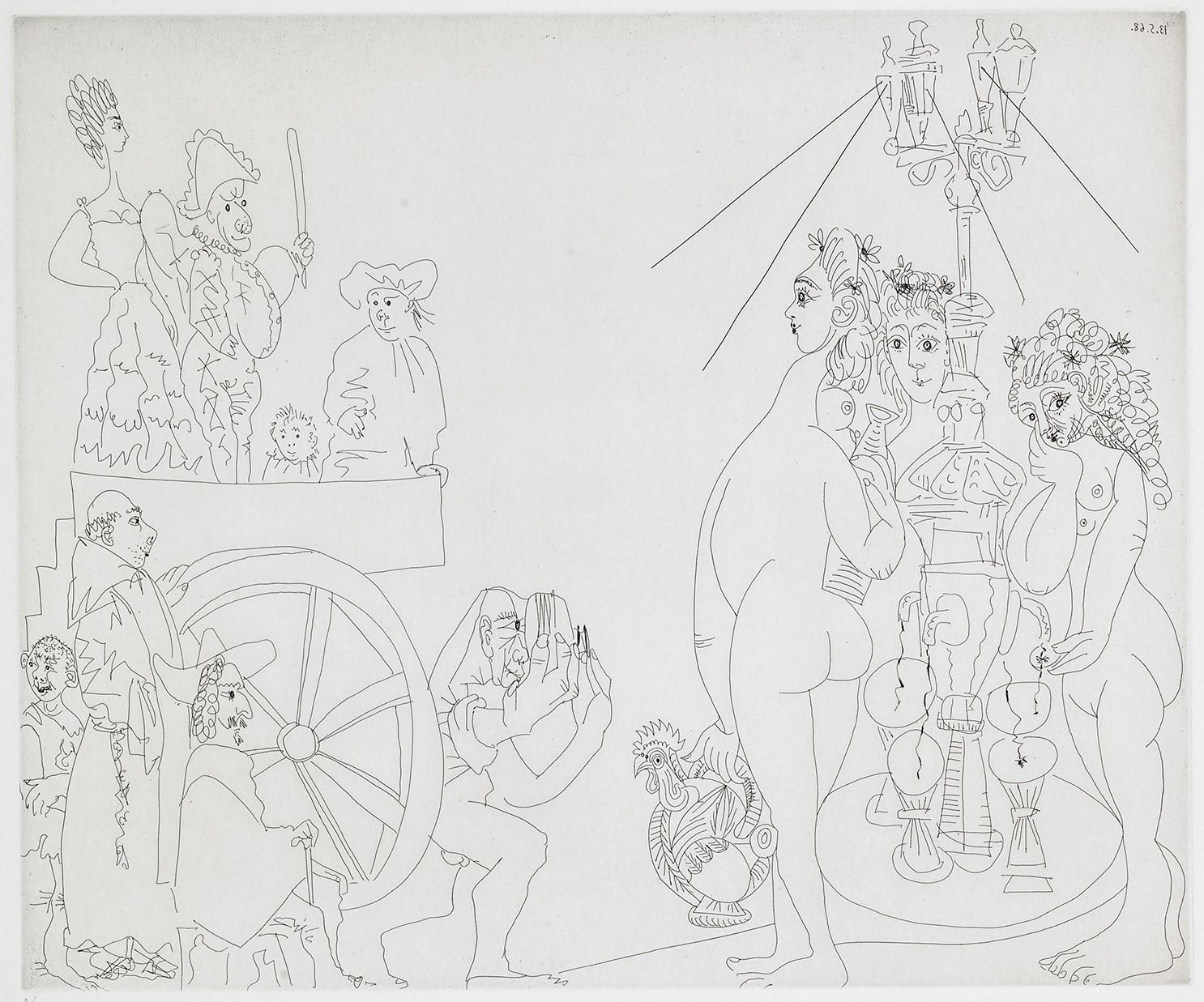 Picasso at the Fountain of Canaletas (347 Series, B.1561), 1968 - Modern Print by Pablo Picasso