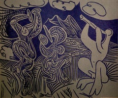 Picasso, Bacchanal: Flutist, Dancers, Pablo Picasso-Linogravures (d'après)