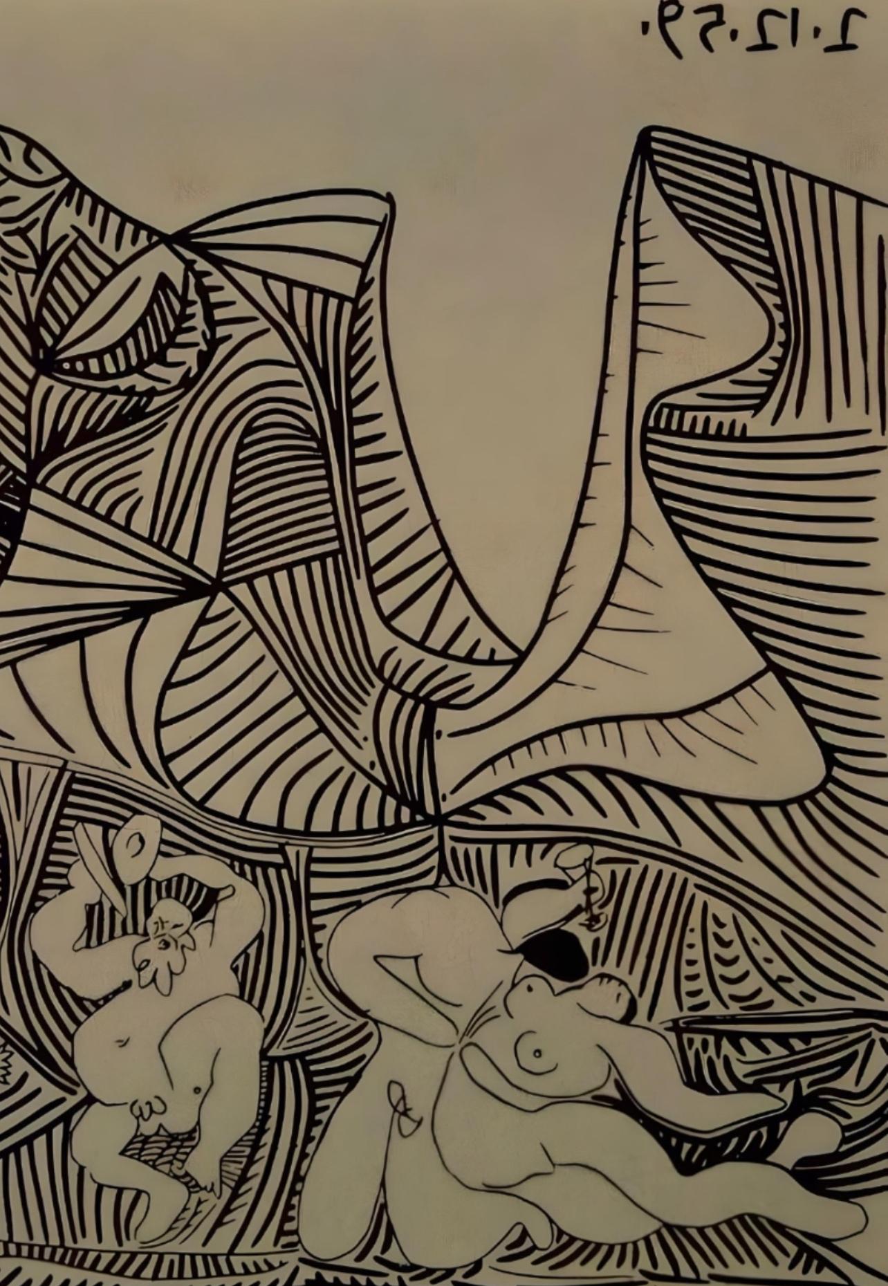 Picasso, Bacchanale avec un hibou, Éditions Cercle d'Art (d'après) - Print de Pablo Picasso