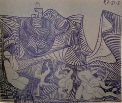 Picasso, Bacchanal avec un hibou, Pablo Picasso-Linogravures (d'après)