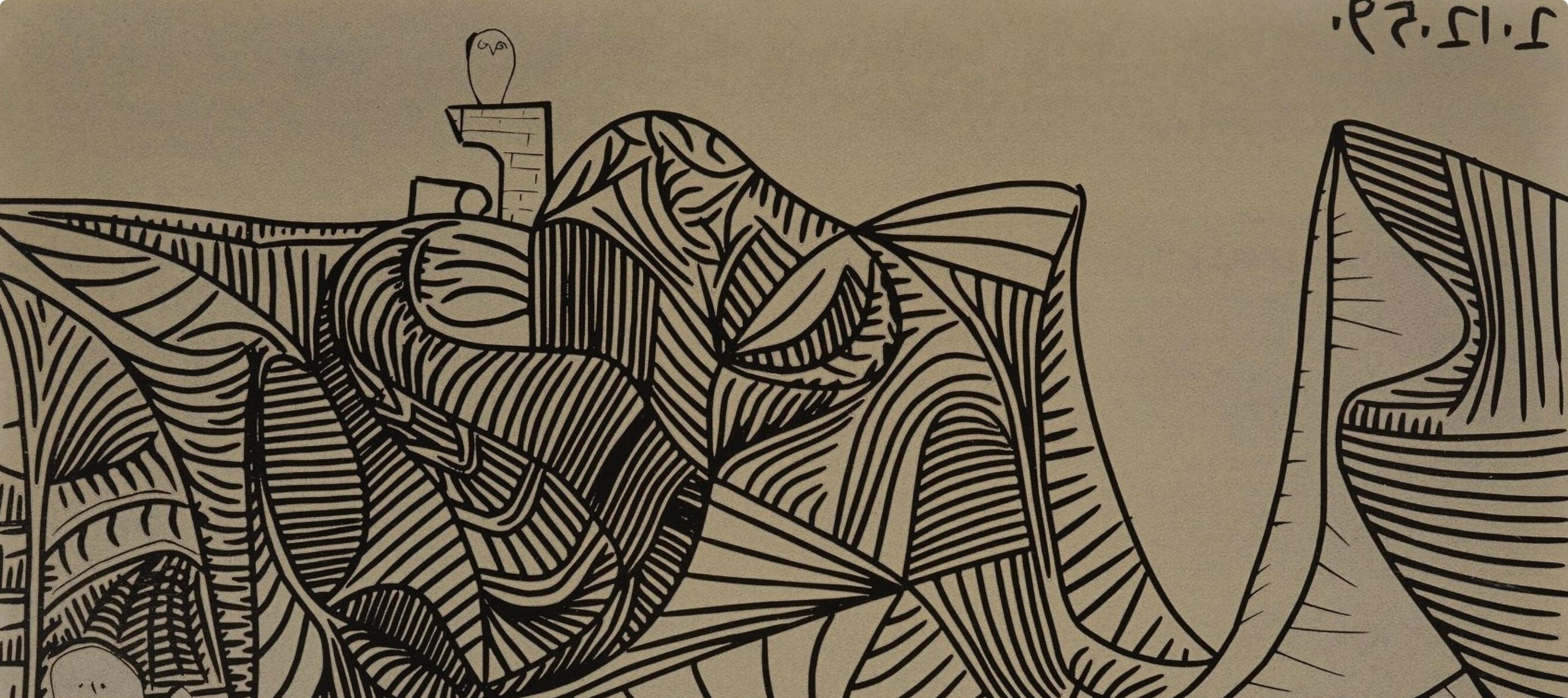 Picasso, Bacchanale au hibou (Orozco 214), Grabados al linóleo (nach) – Print von Pablo Picasso