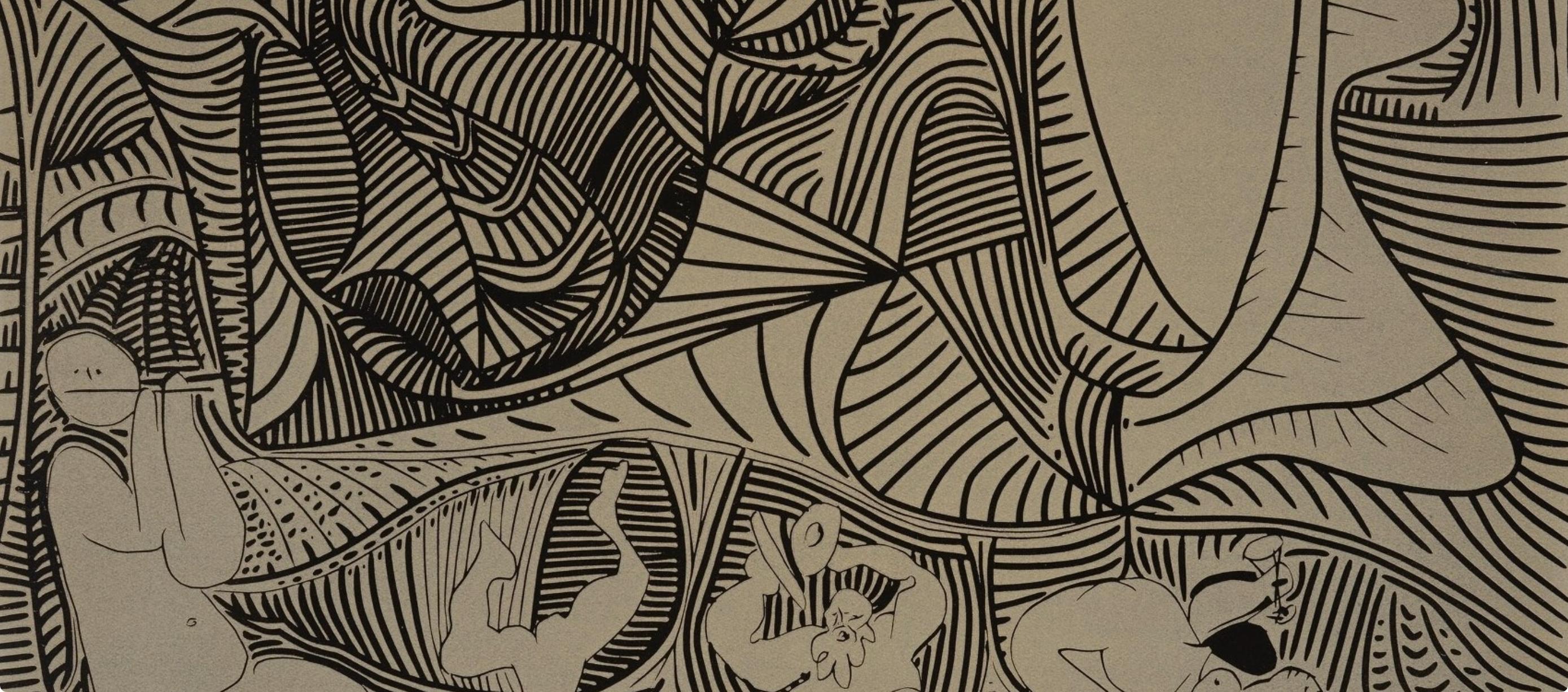 Picasso, Bacchanale au hibou (Orozco 214), Grabados al linóleo (nach) (Kubismus), Print, von Pablo Picasso