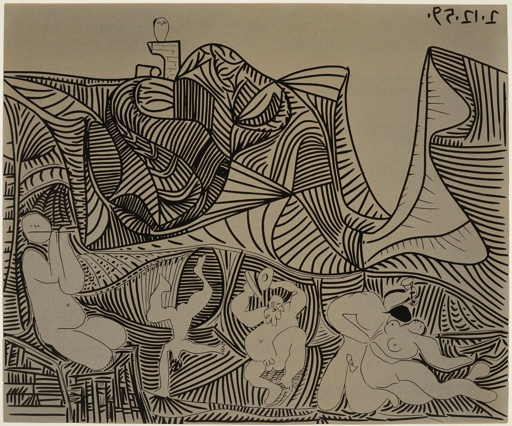 Picasso, Bacchanale au hibou (Orozco 214), Grabados al linóleo (after)